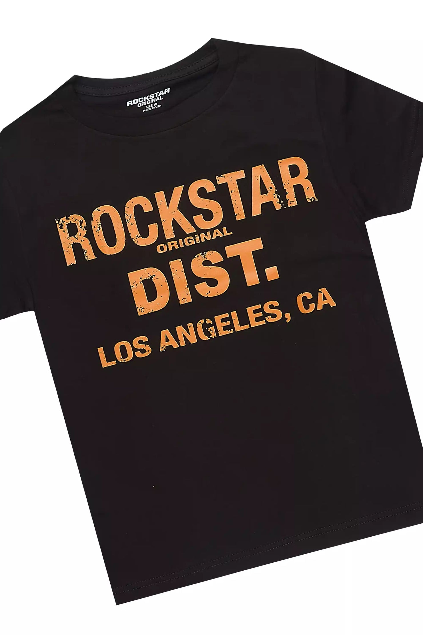 Boys Koen Black/Orange T-Shirt/Denim Short Set