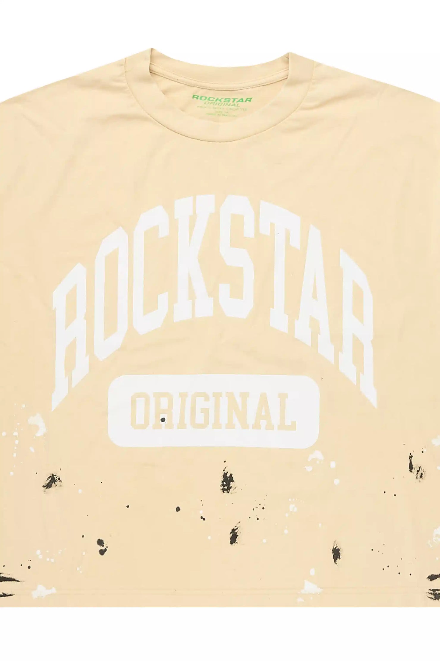 Rainer Beige/White Boxy Crop T-Shirt