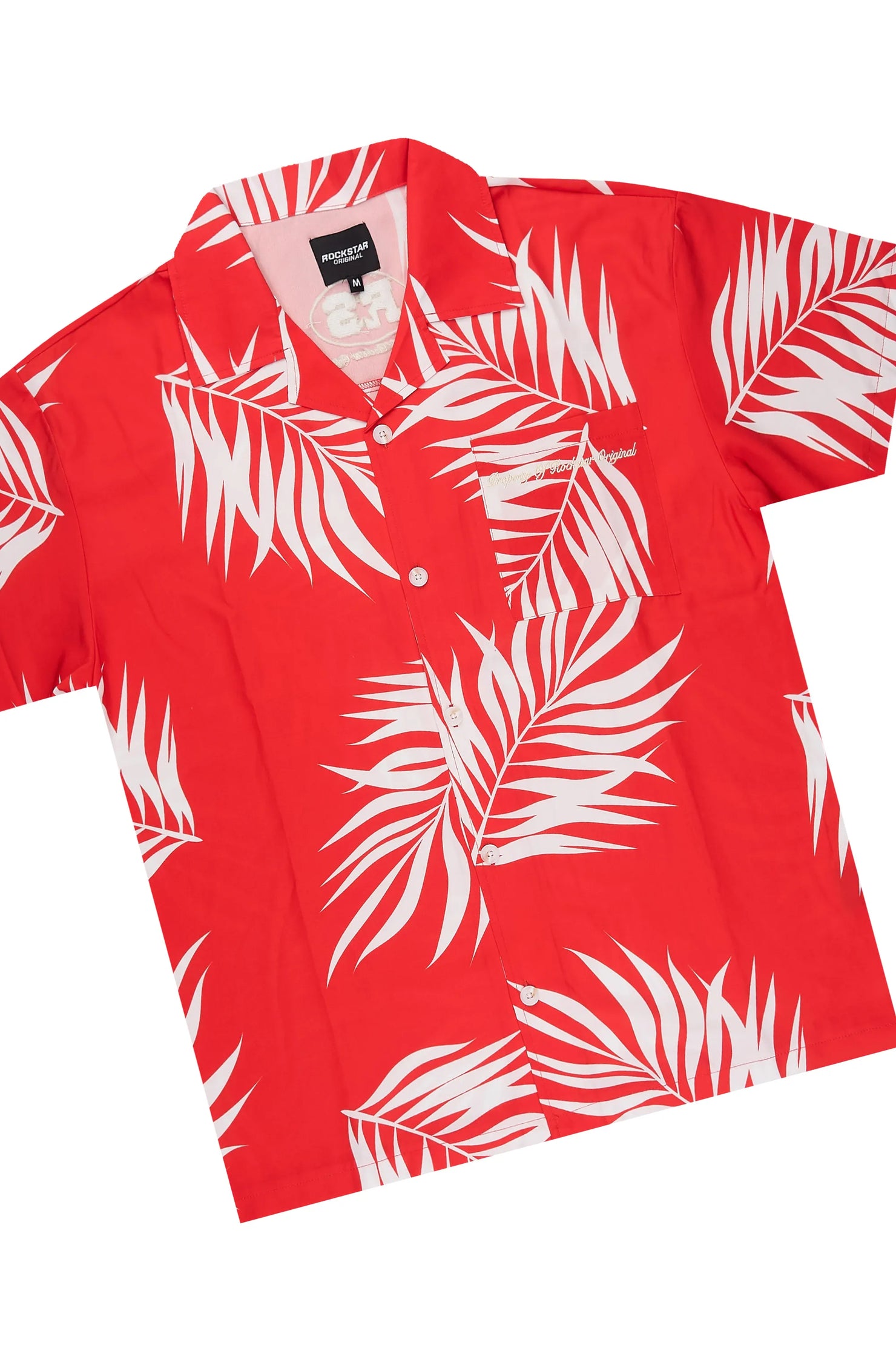 Puka Red Button Down Shirt/Short Set