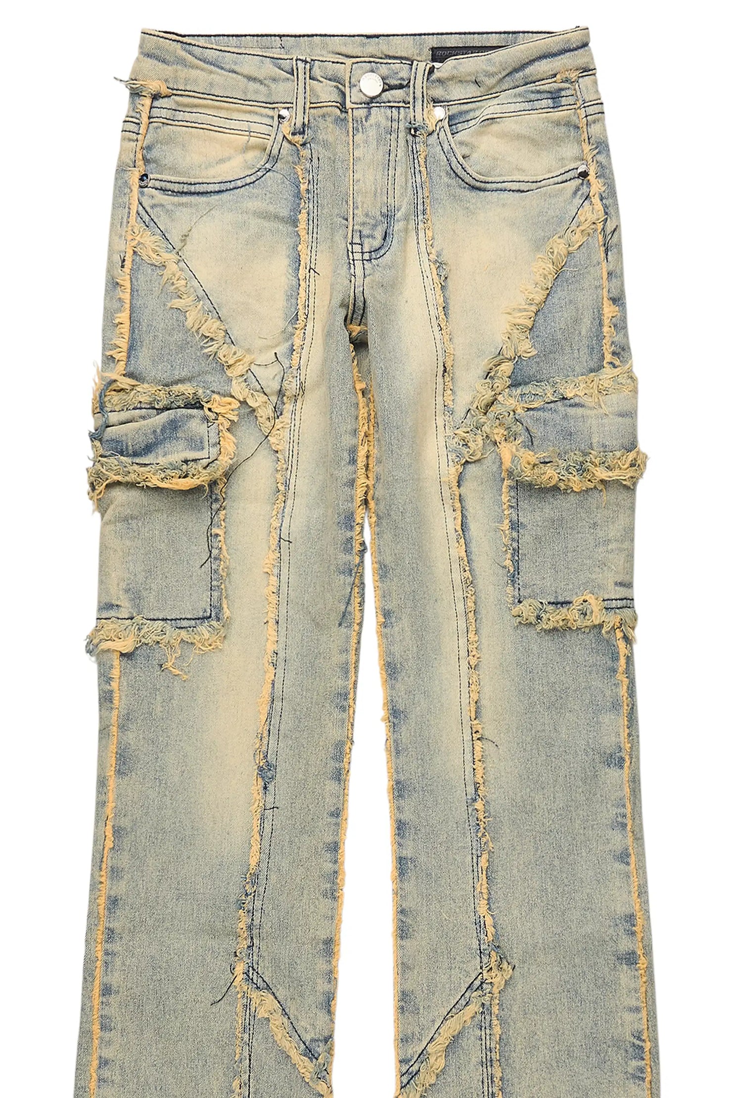 Girls Keshia Dirty Blue Stacked Flare Jean
