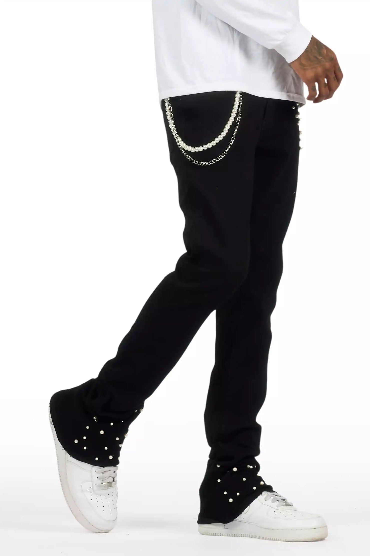 Zayvon Jet Black Stacked Flare Jean