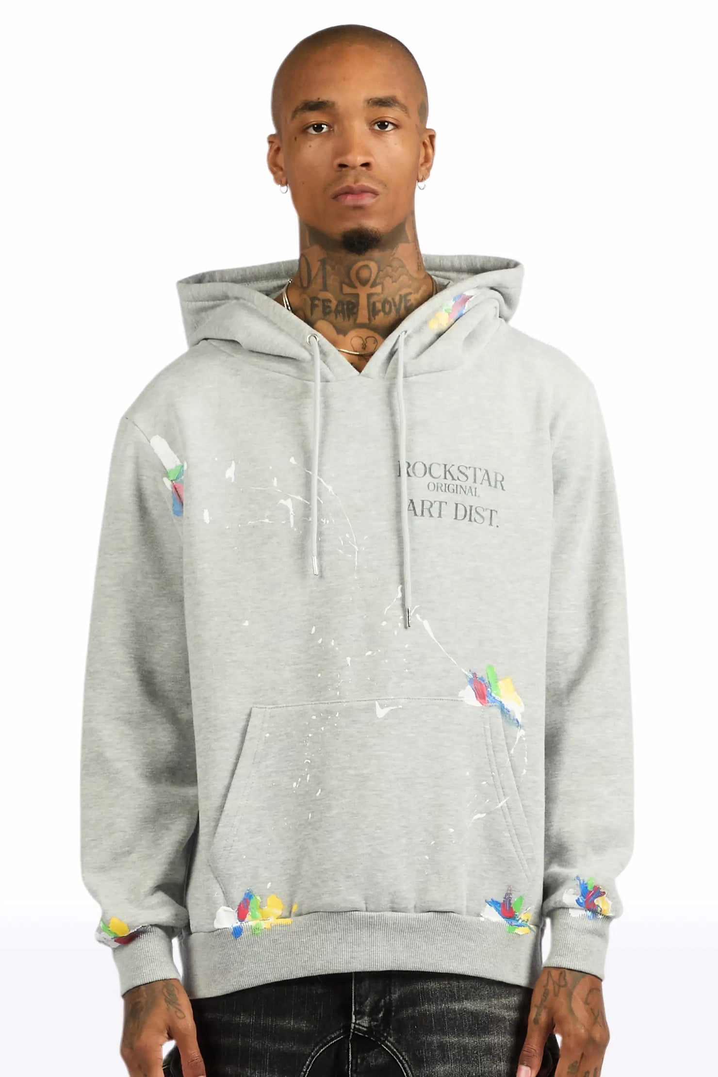 Rockstar Art Dist. Heather Grey Graphic Hoodie