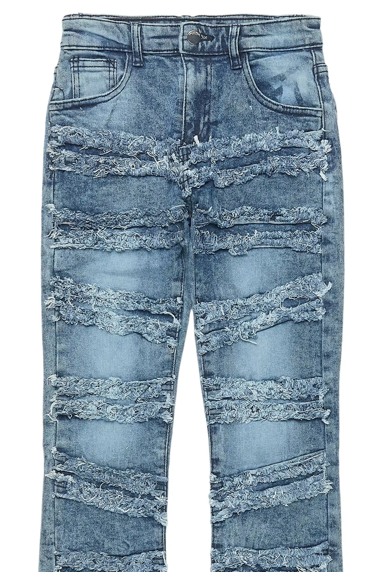 Boys Eli Blue Wash Flare Frayed Jean