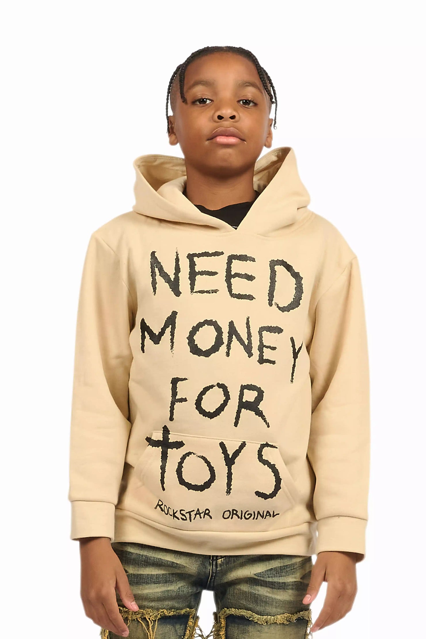 Boys M4 Toys Beige/Black Graphic Hoodie