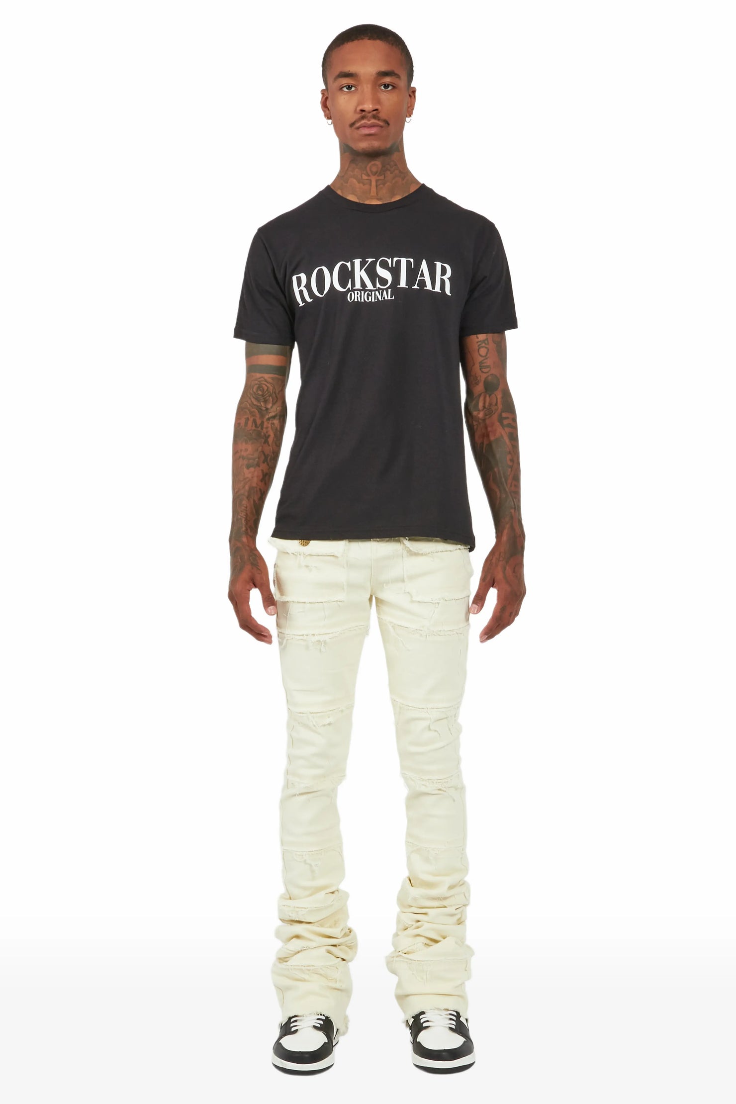 Zevon Cream Super Stacked Flare Jean