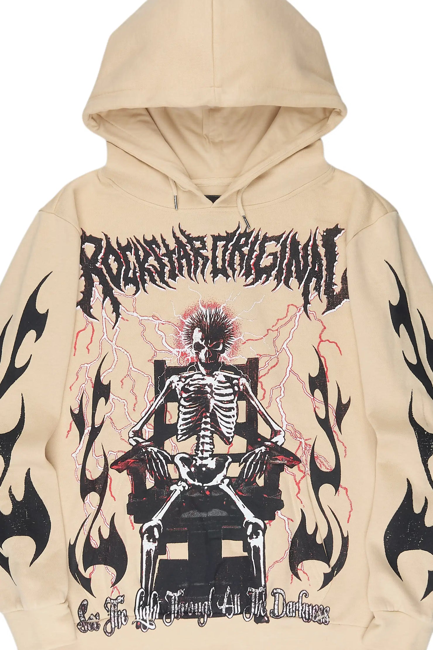 Deathrow 2.0 Beige Graphic Hoodie