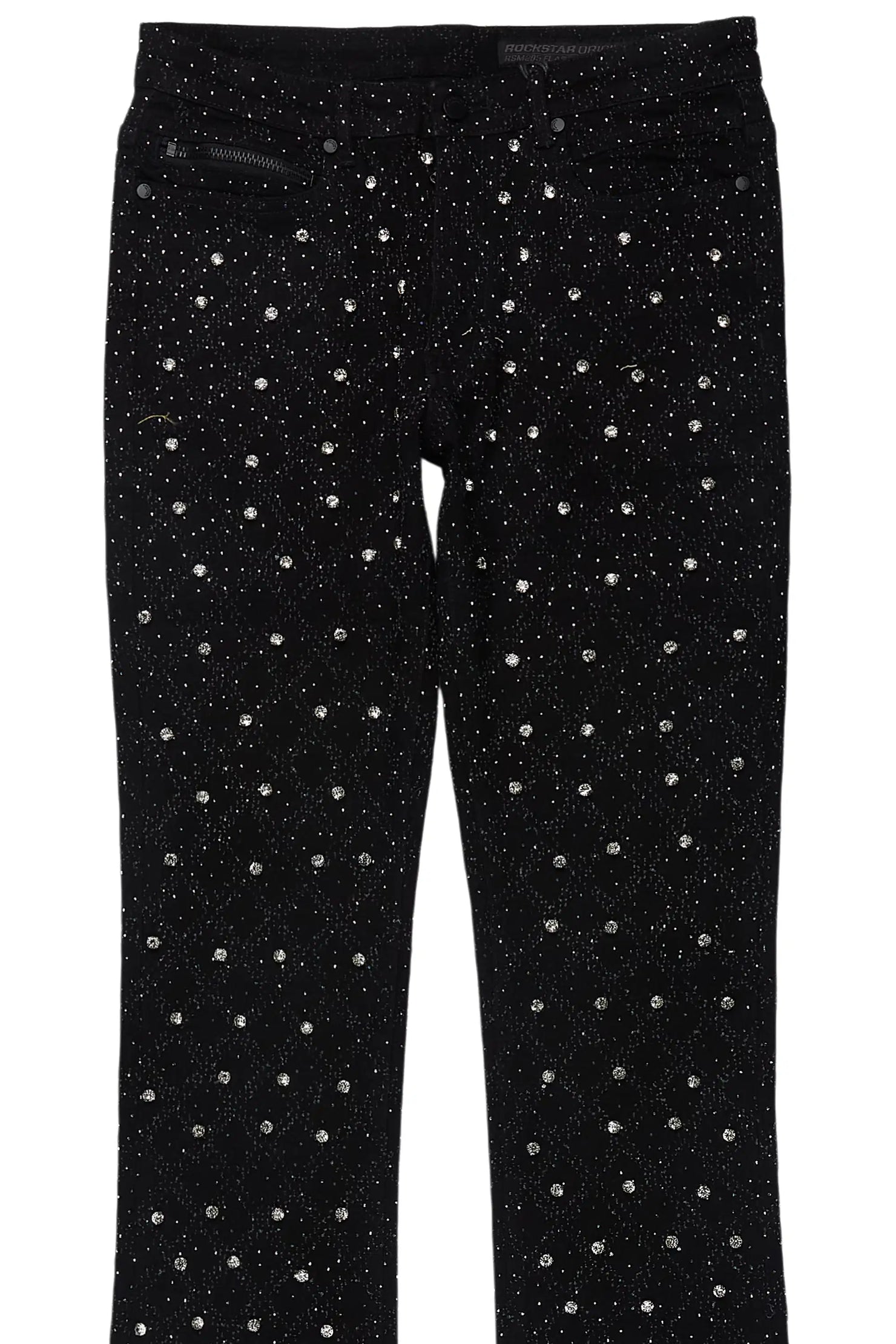 Glit Black/Silver Rhinestone Stacked Flare Jean