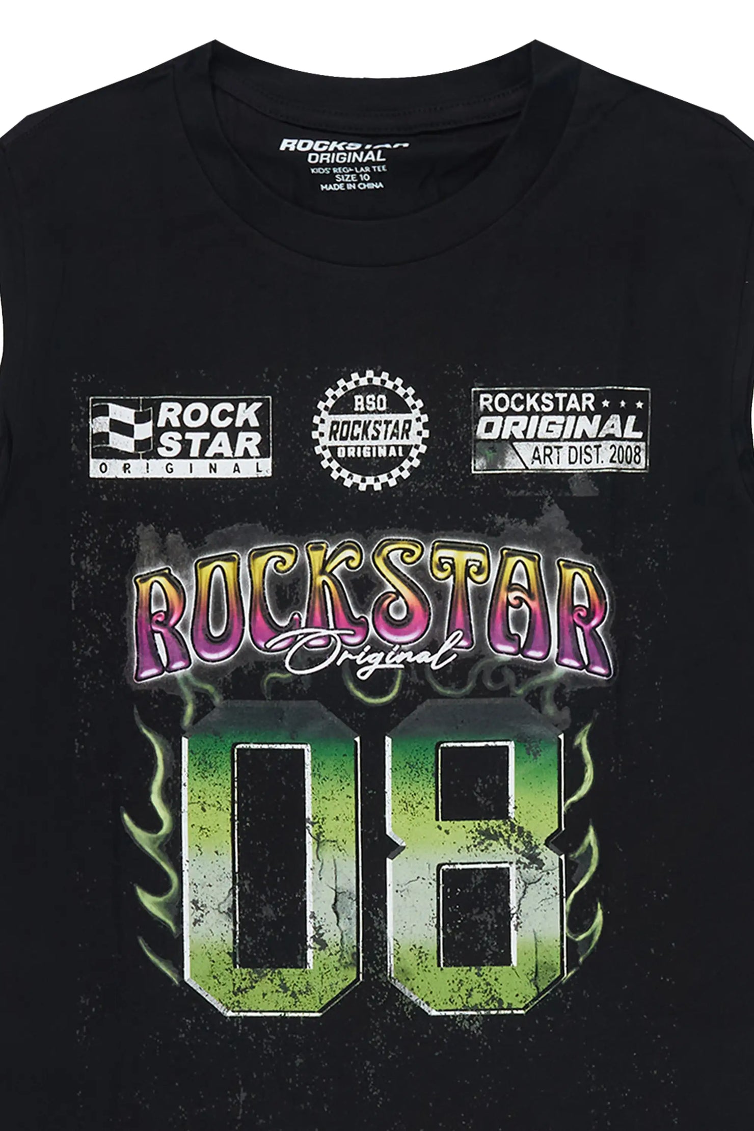 Girls Quitta Black Cut Off  Graphic T-Shirt