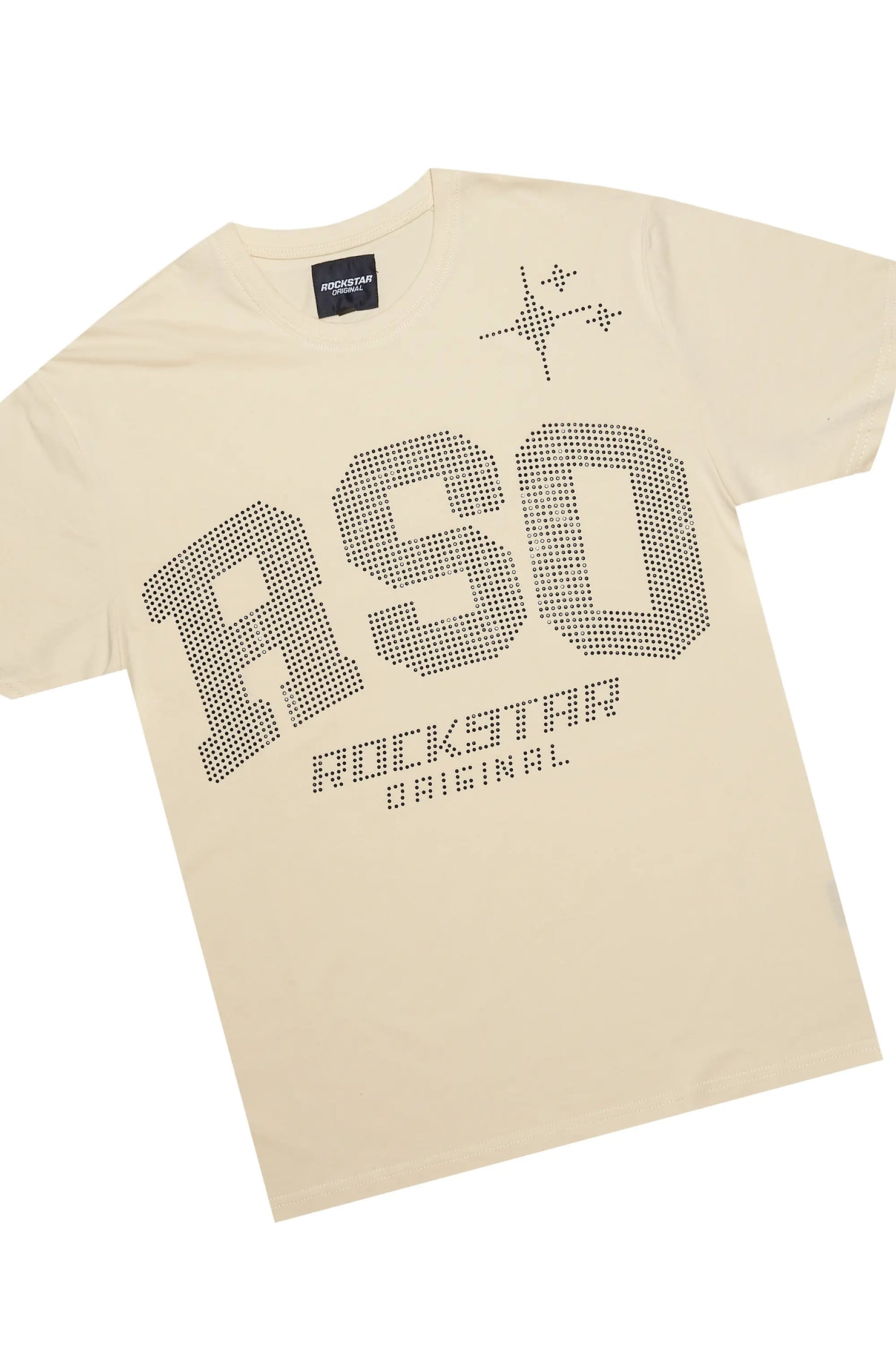 Bellamy Beige/Black Rhinestone Tee Short Set