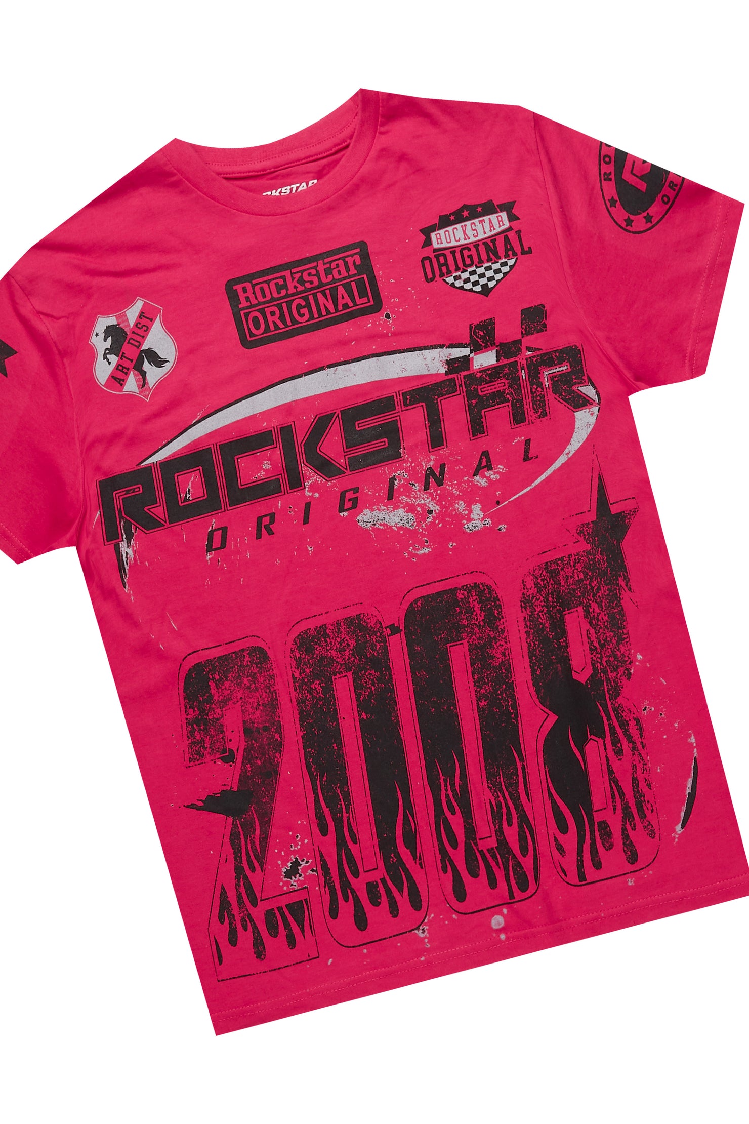 Girls Esha Fuchsia/Black T-Shirt Short Set