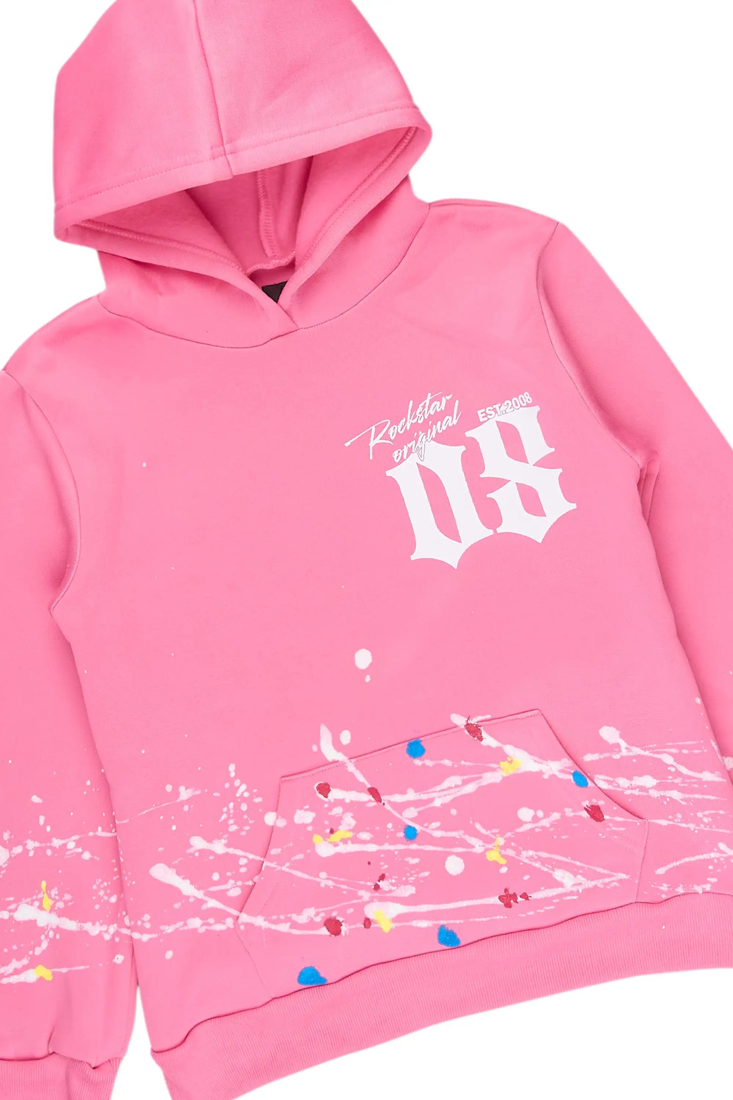 Girls Haria Bubblegum Hoodie/Stacked Flare Track Set