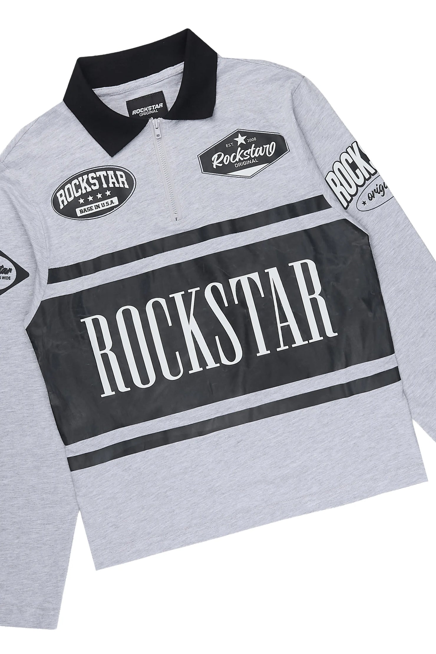 Boys Verseny Heather Grey Long Sleeve Polo Track Set