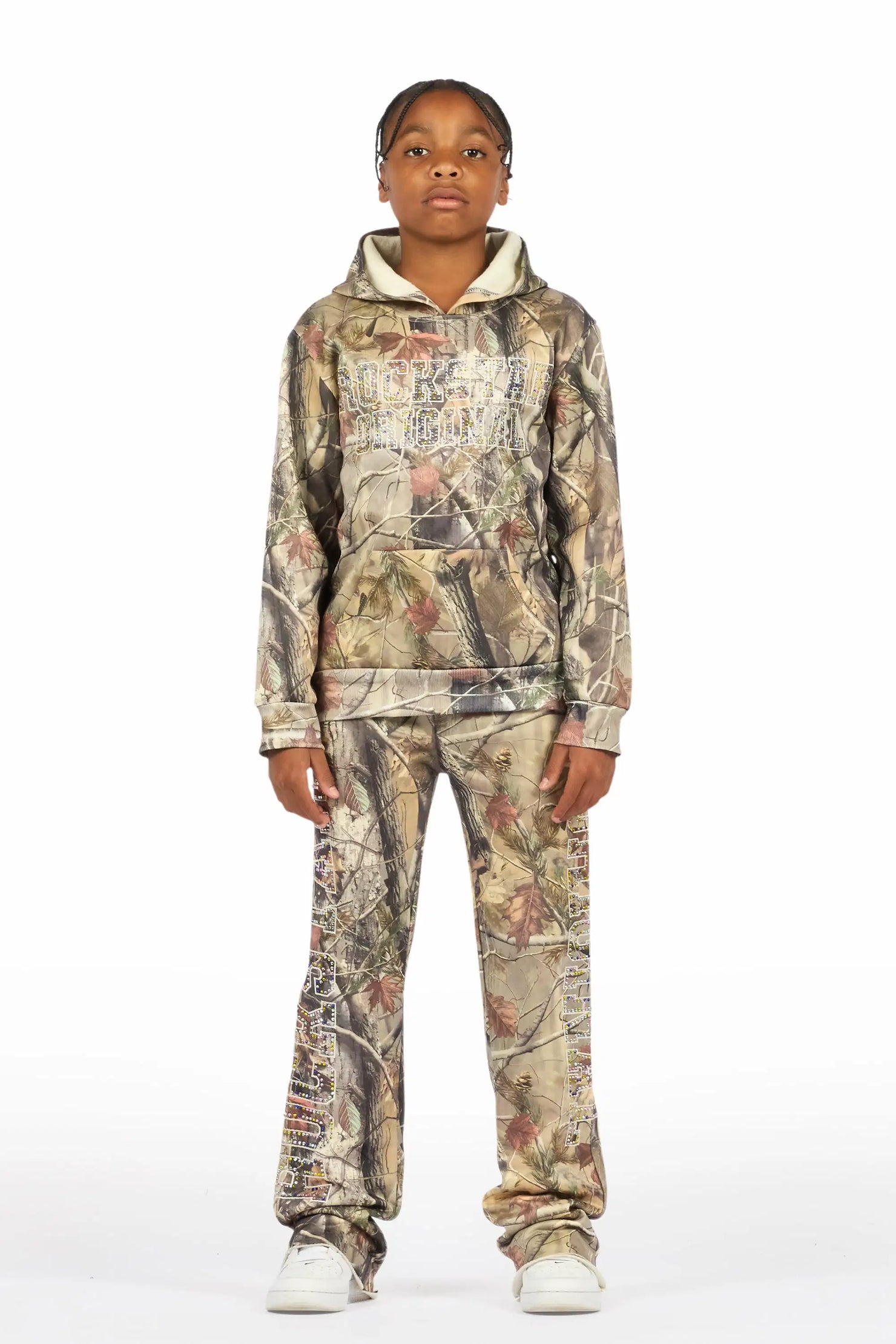 Boys Quianno Tree Camo Rhinestone Stacked Track Set
