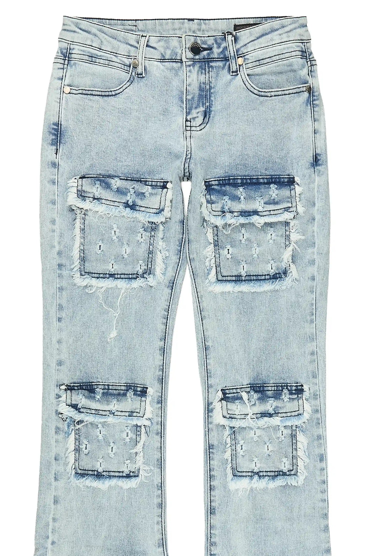 Boys Leonardo Light Blue Stacked Flare Jean