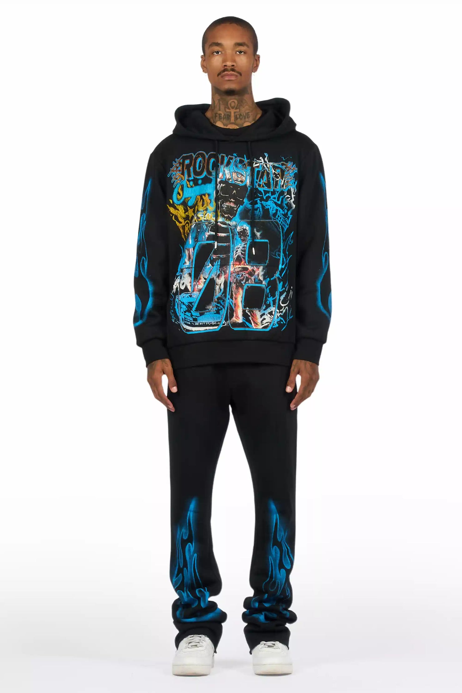 Eros Black Hoodie/Stacked Pant Track Set