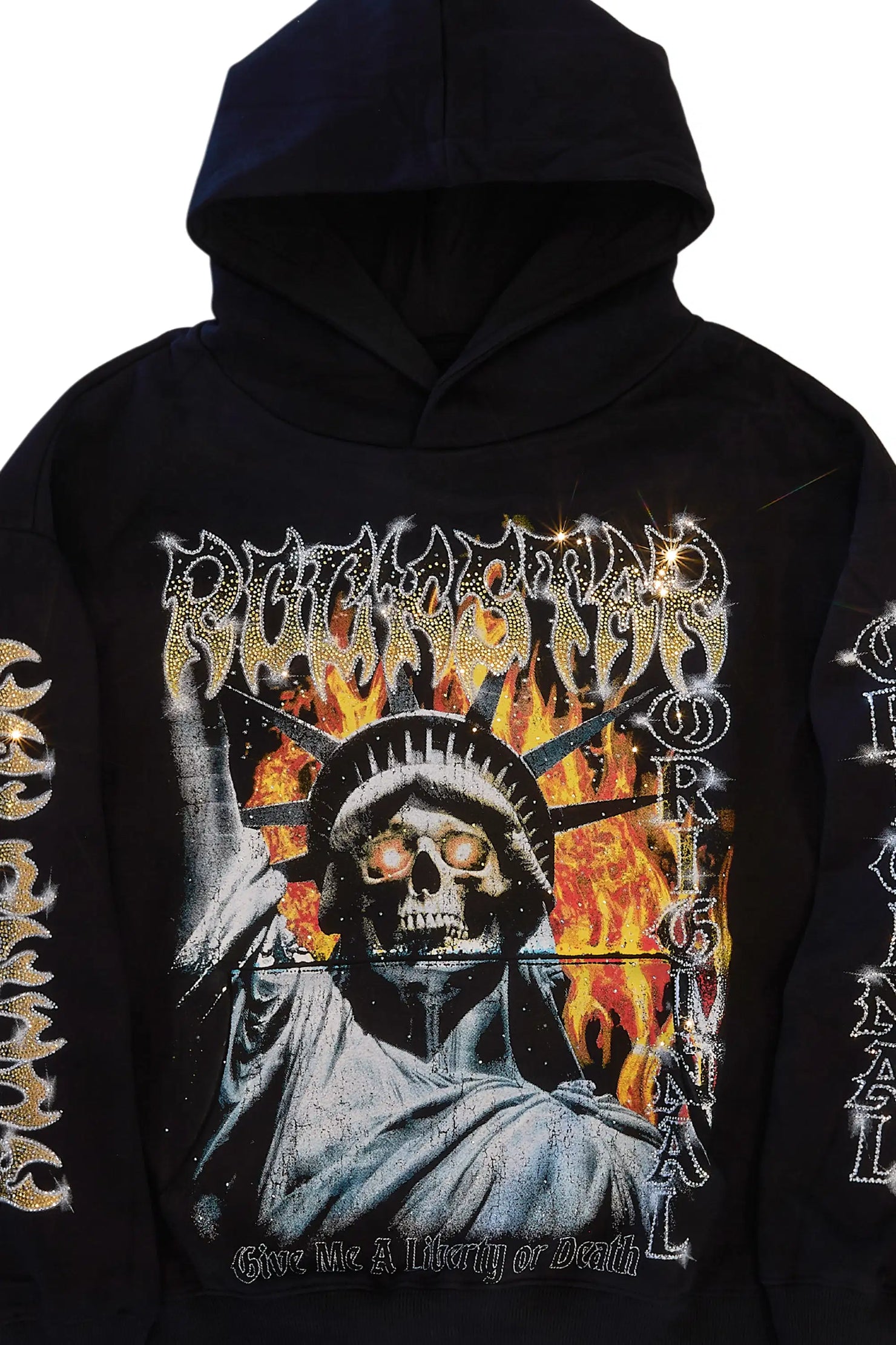 Burza Black Rhinestone Oversized Hoodie