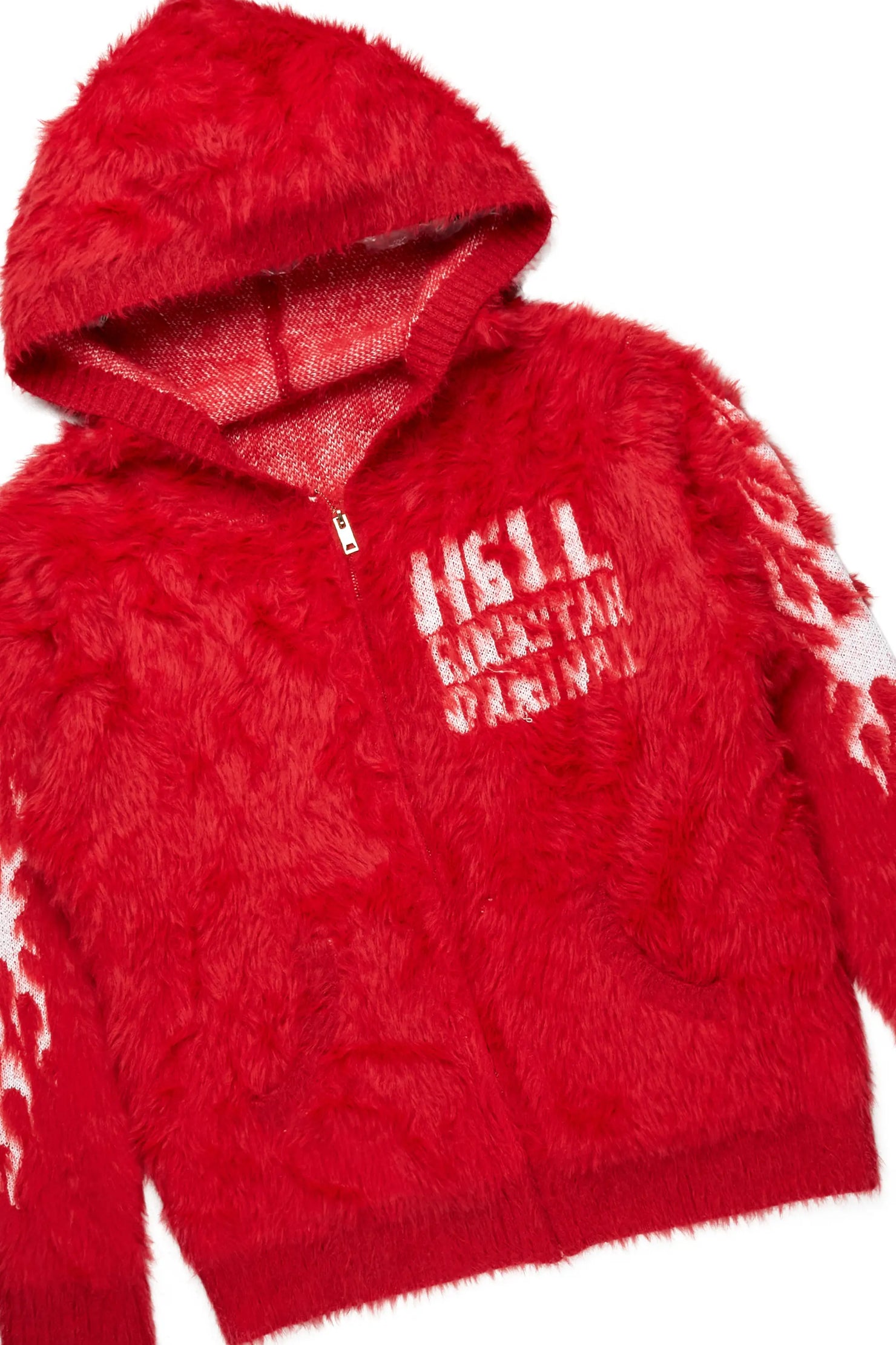 Toshio Red Stacked Flare Knitted Mohair Track Set