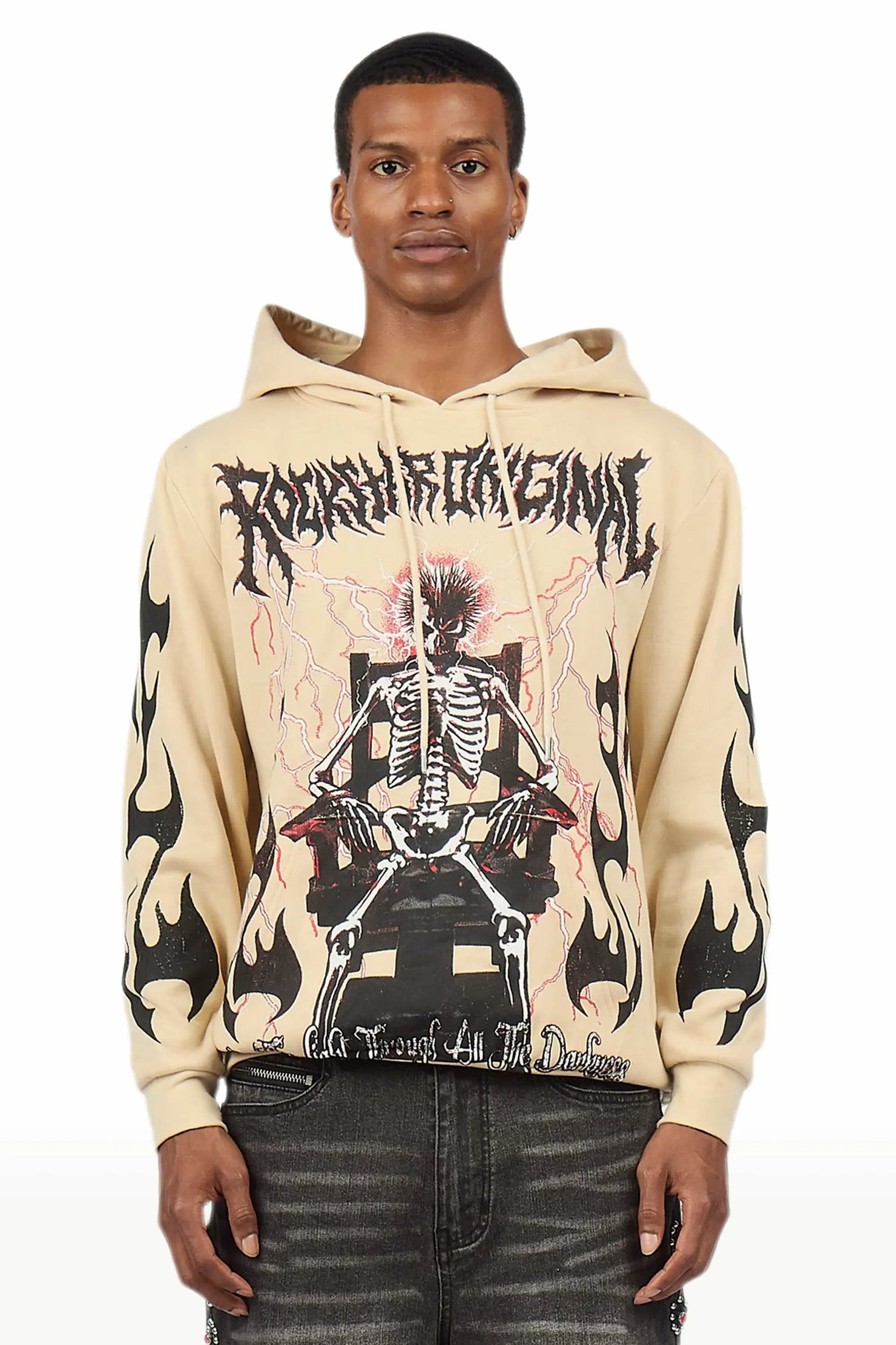 Deathrow 2.0 Beige Graphic Hoodie