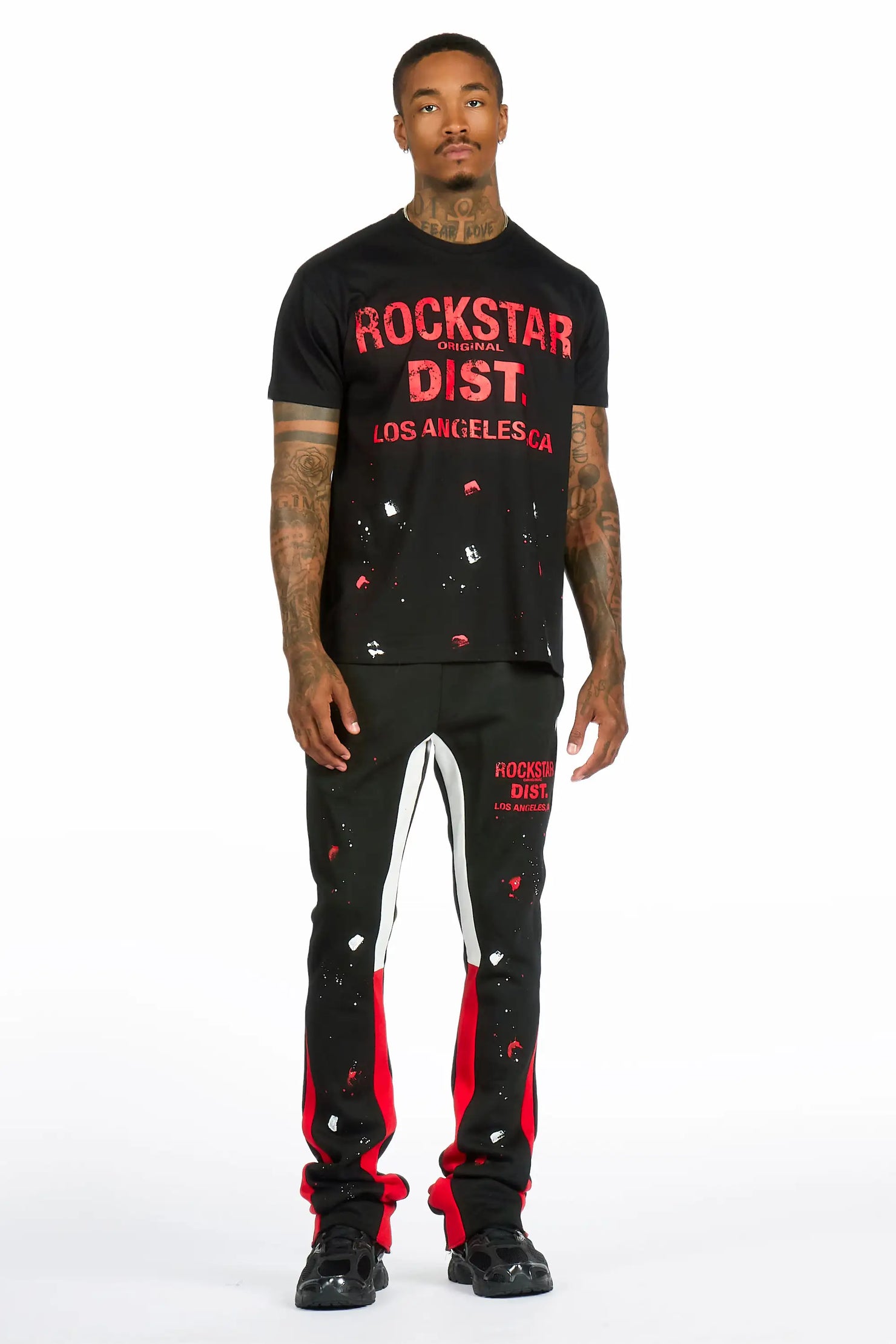 Scottie Black/Black T-Shirt/Stacked Flare Track Pant Set