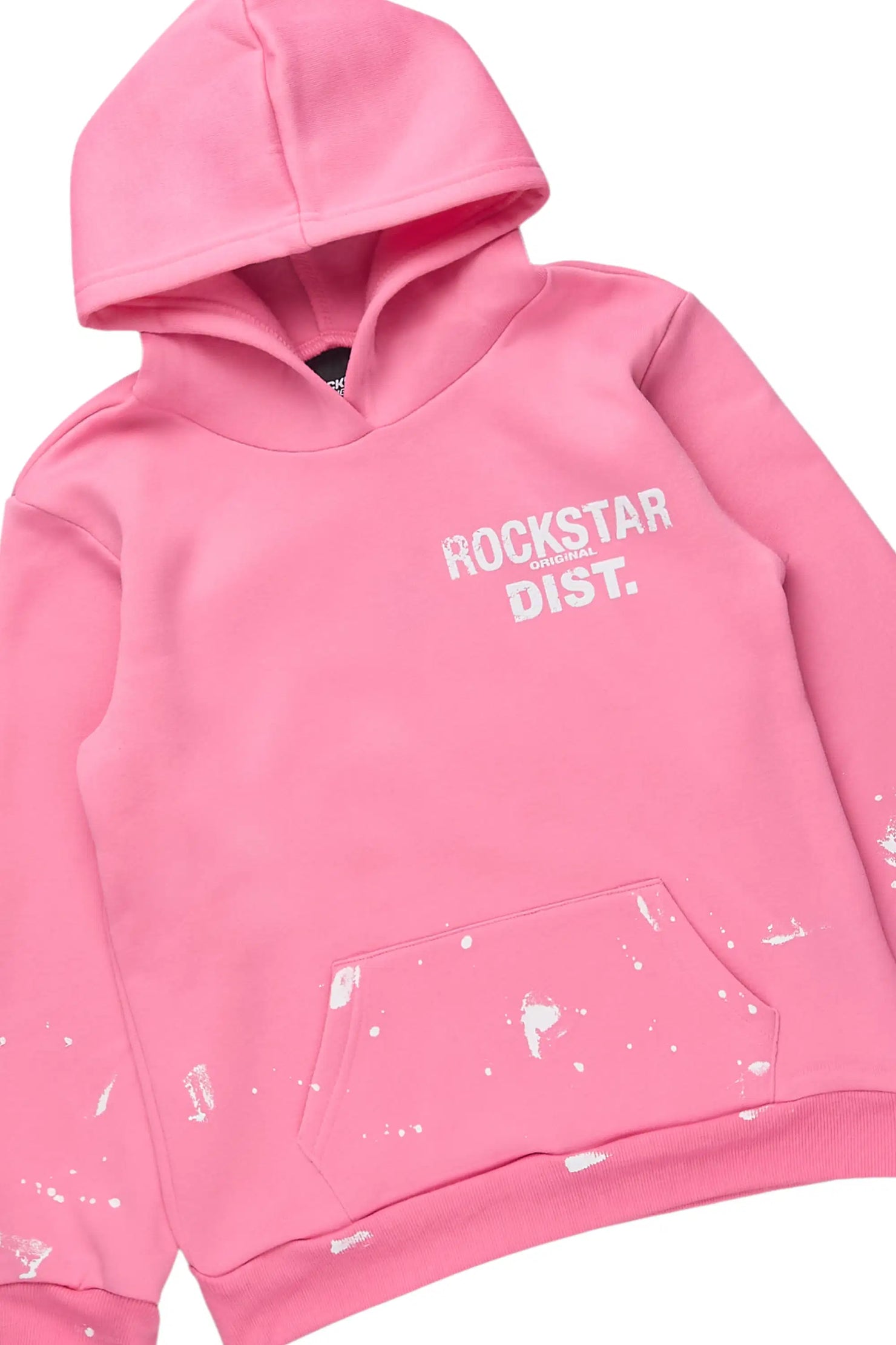 Girls Hadley Bubble Gum/White Hoodie Stacked Flare Track Set