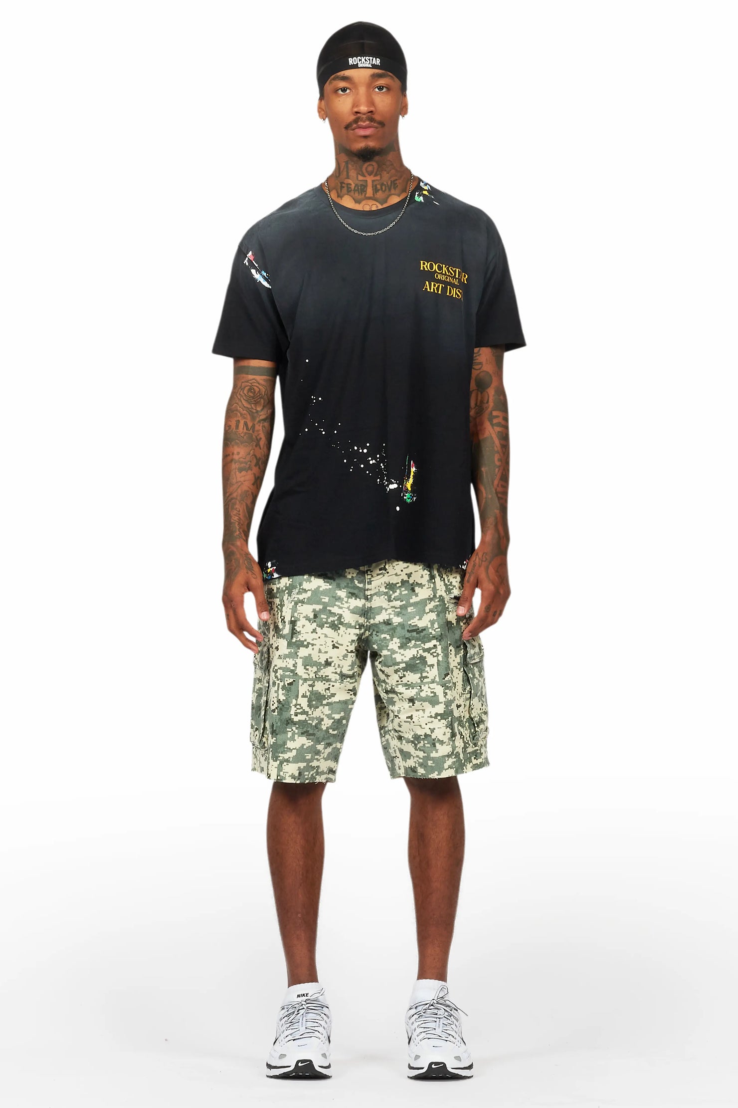 Palmer Black/Camo T-Shirt/Denim Short Set