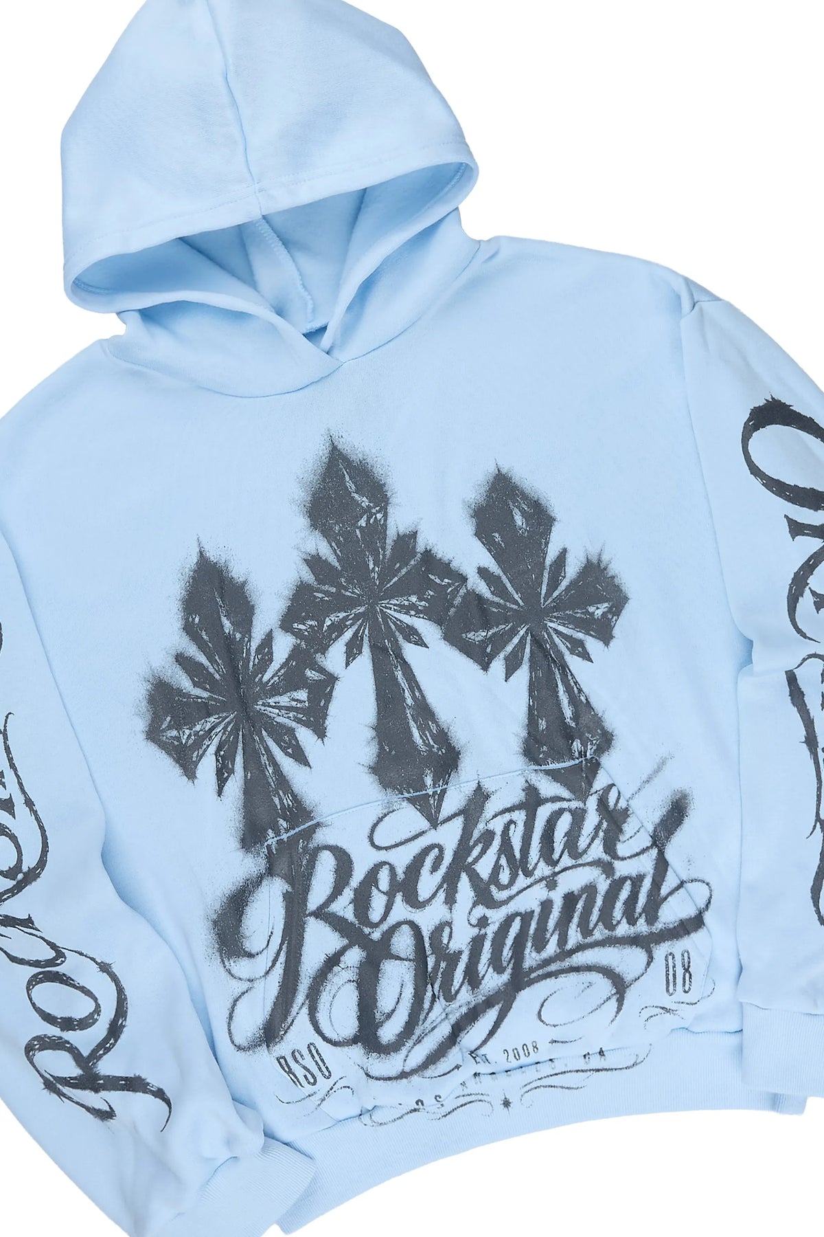 Boys Caltrop Light Blue/Charcoal Stacked Hoodie Track Set
