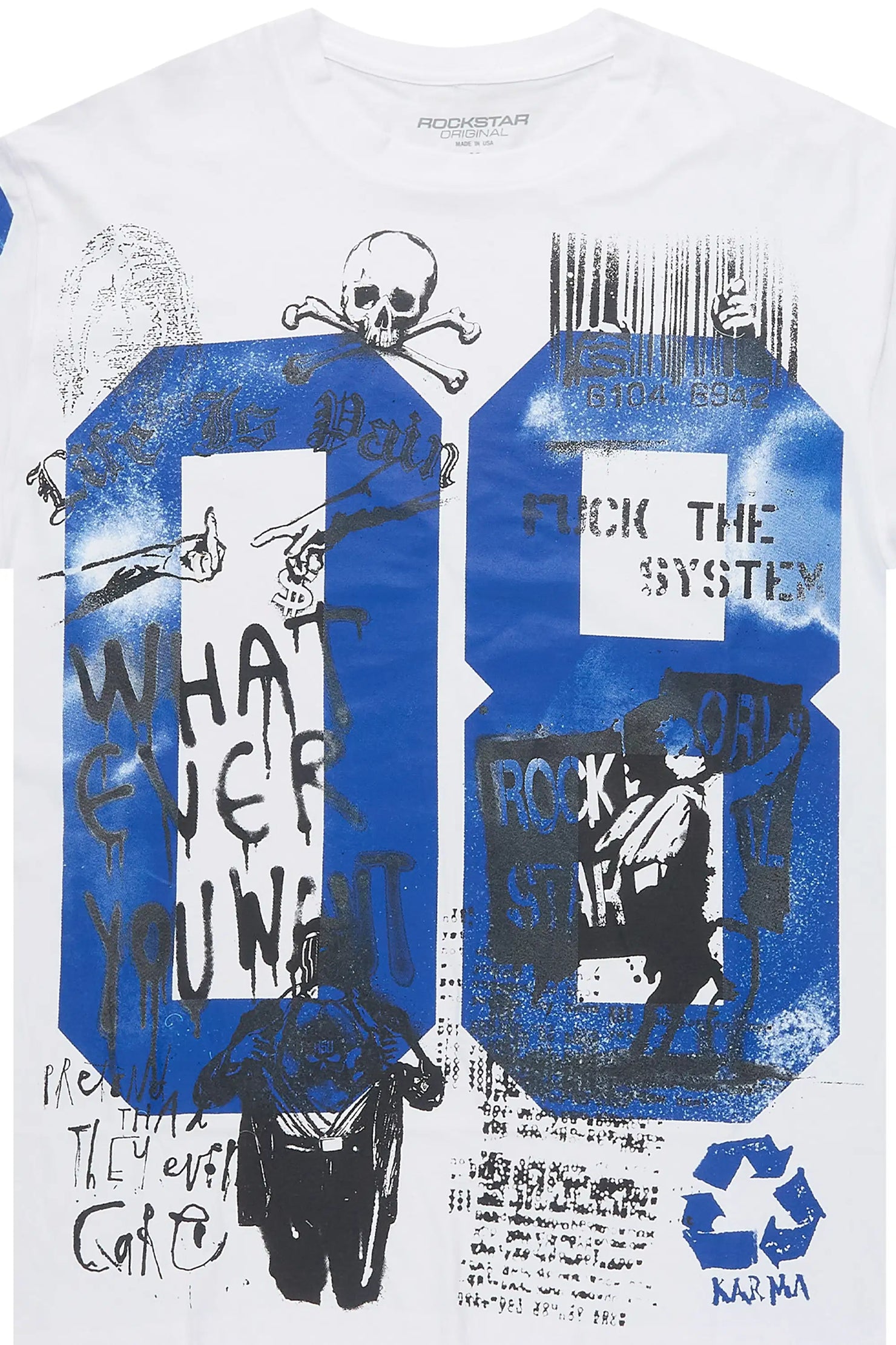 Kammile 2.0 White/Blue Oversized T-Shirt