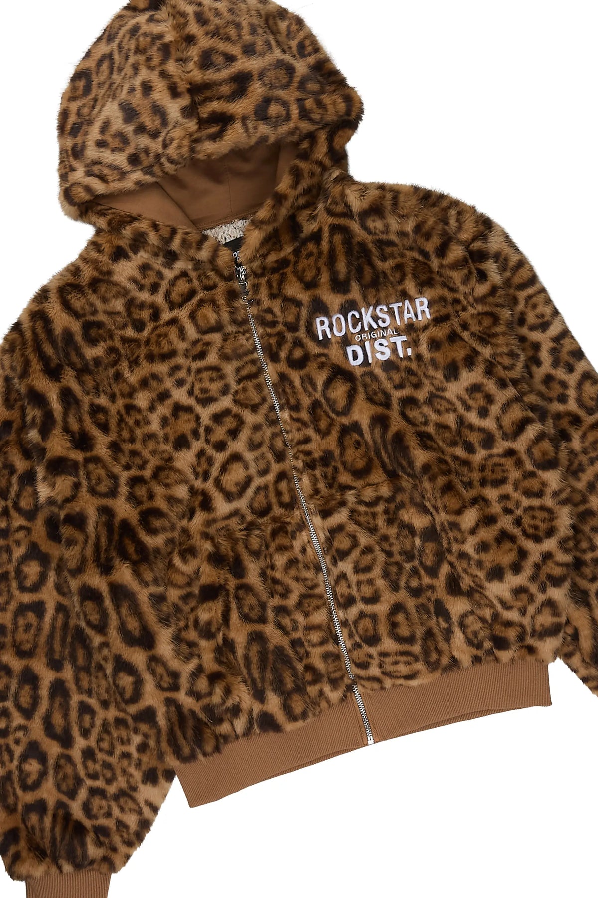 Girls Nameri Brown Cheetah Zip Up Hoodie/Baggy Track Set