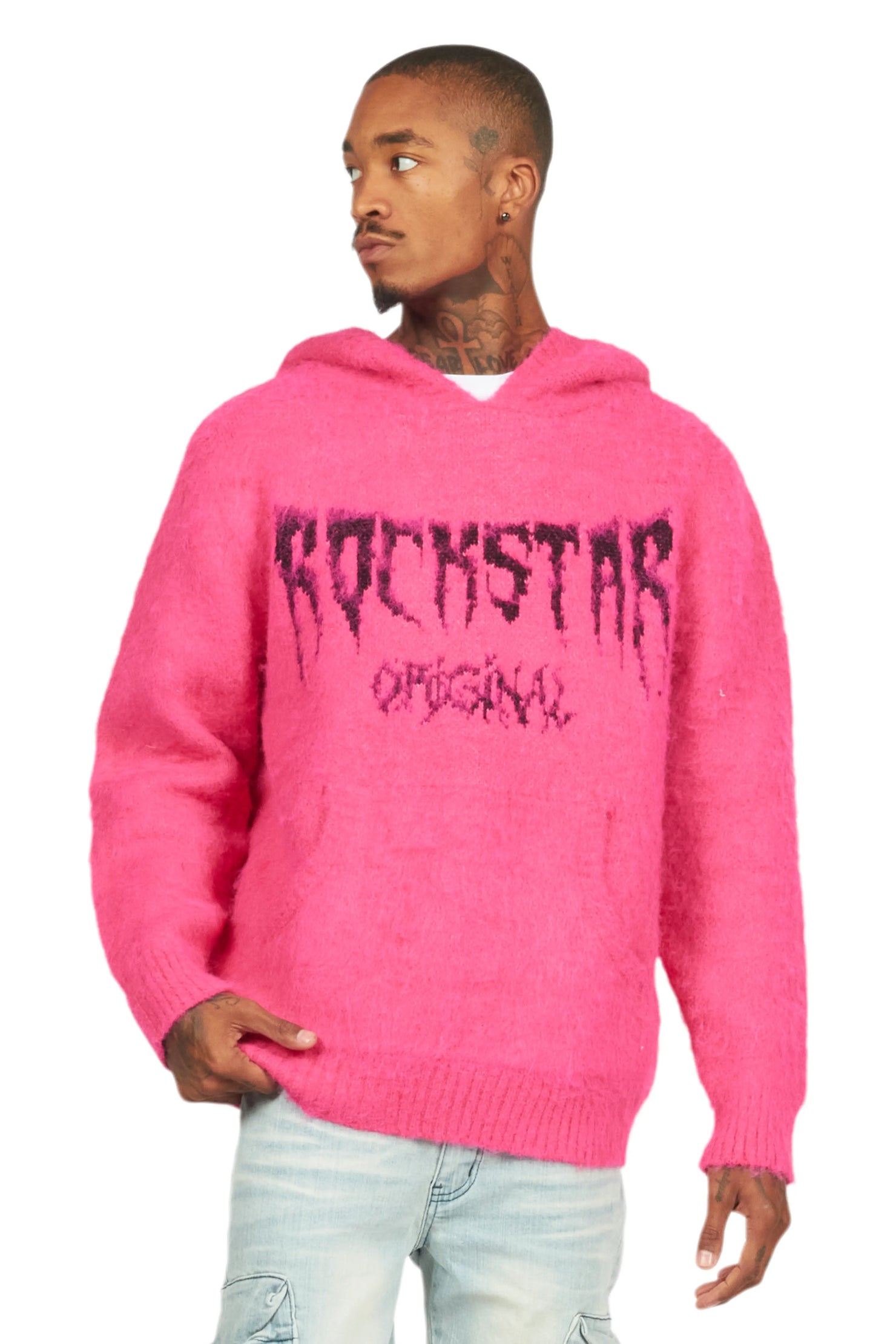 Andros Pink Graphic Knitted Hoodie