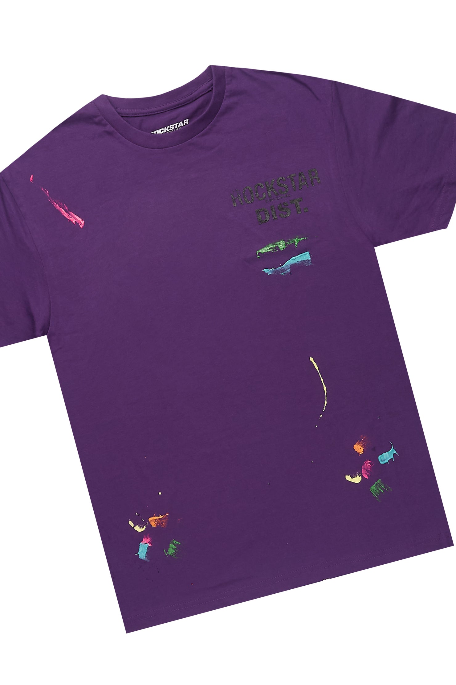 Teasha Purple/Blue T-Shirt Denim Short Set