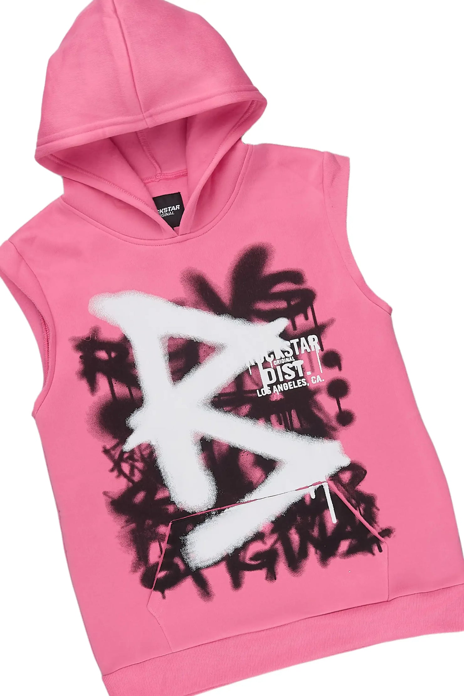 Girls Tanesha Pink Cut Off Hooded Short Set