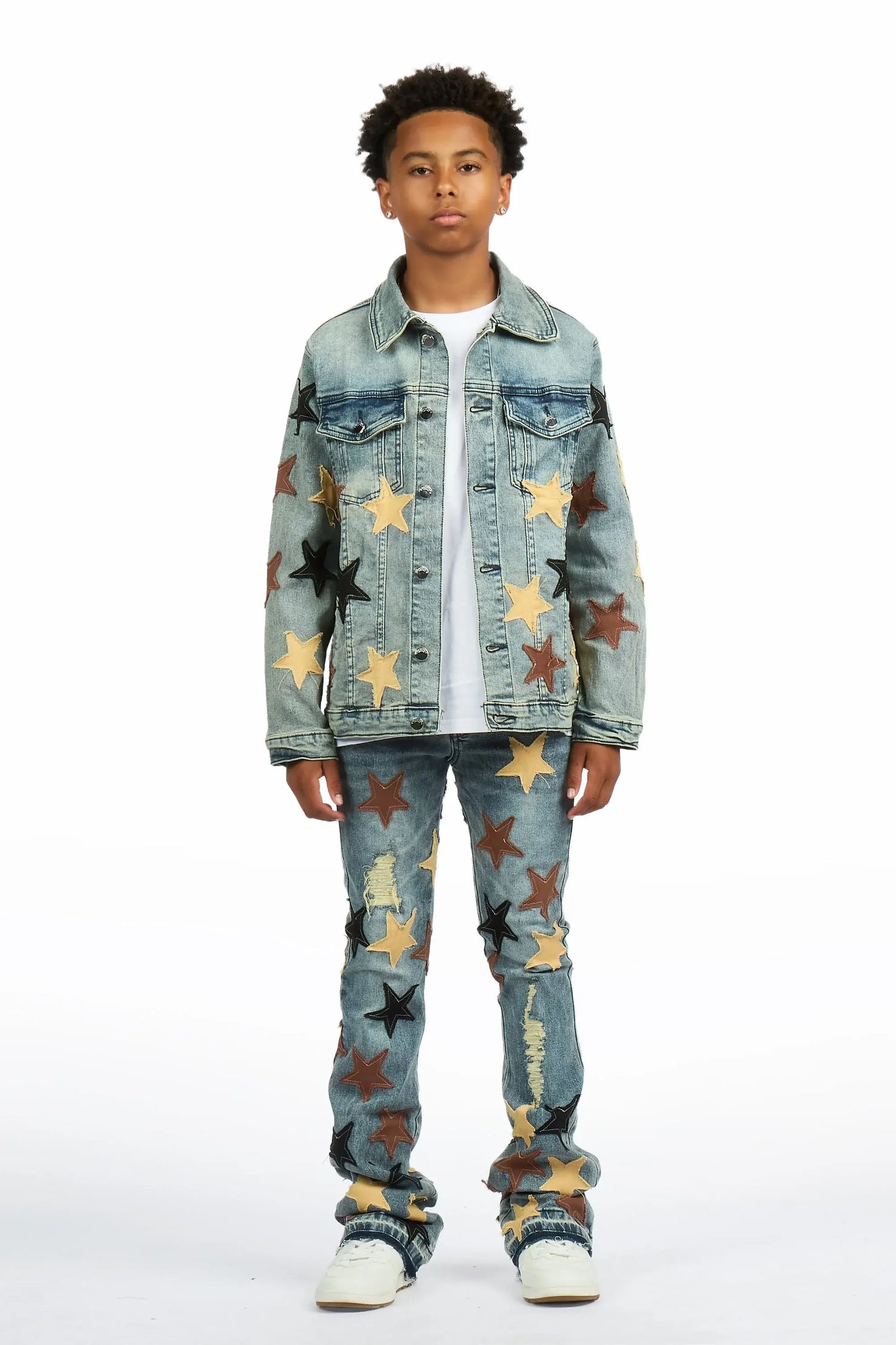 Boys Starlane Tint Denim Jacket & Stacked Jean Set
