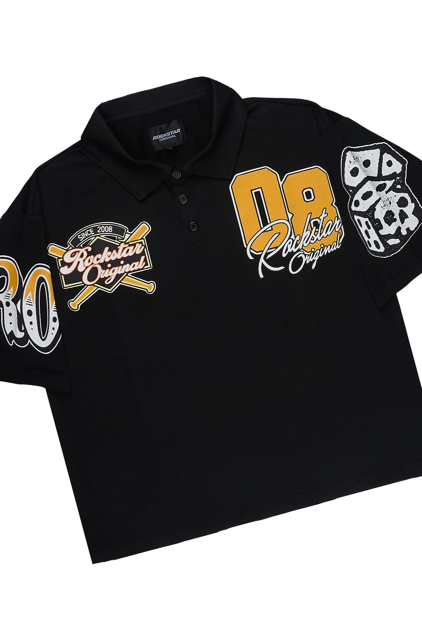 Forbidden Black Crop Boxy Polo/Fleece Baggy Track Set