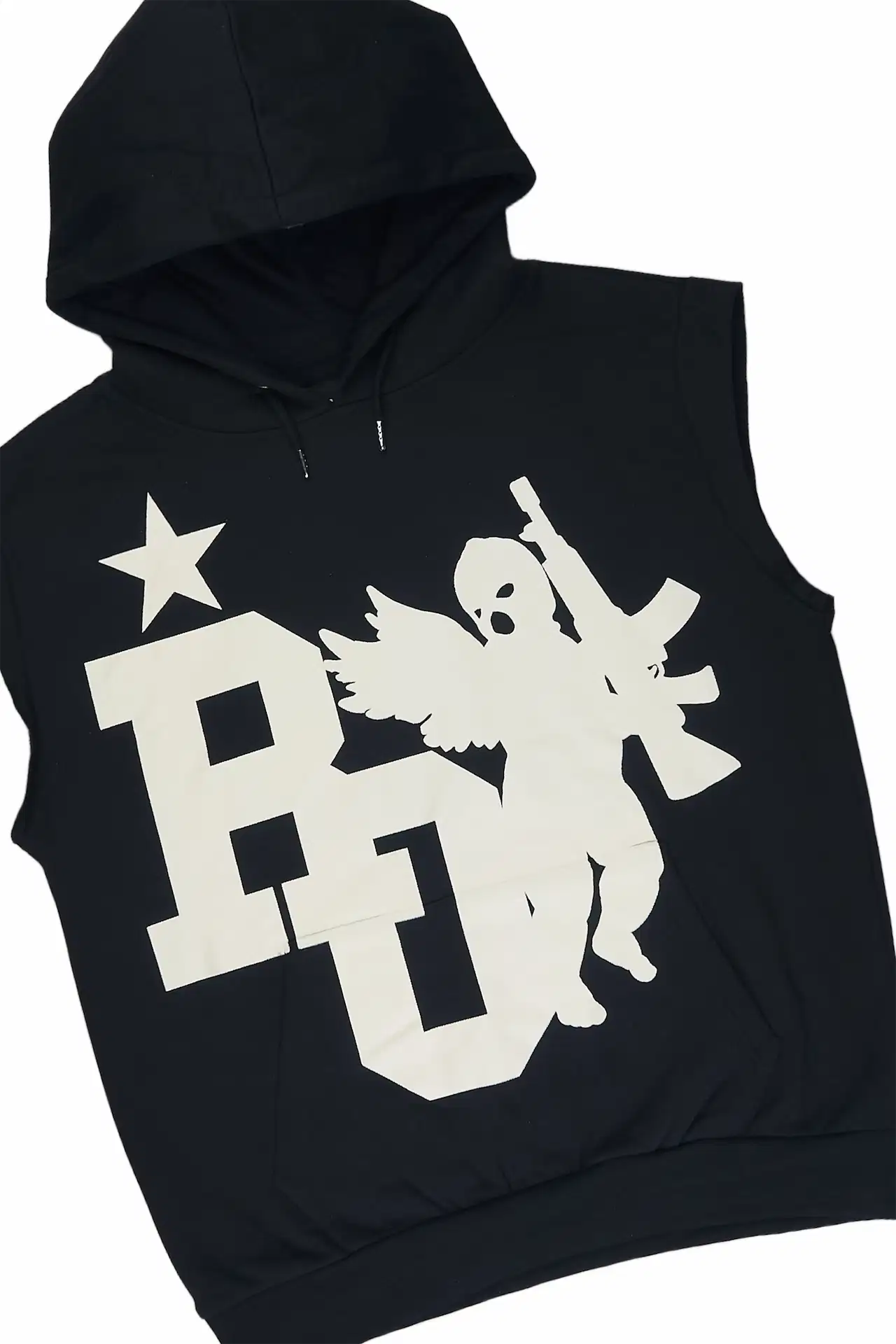 Danehsa Black Cut Sleeve Hoodie Short Set