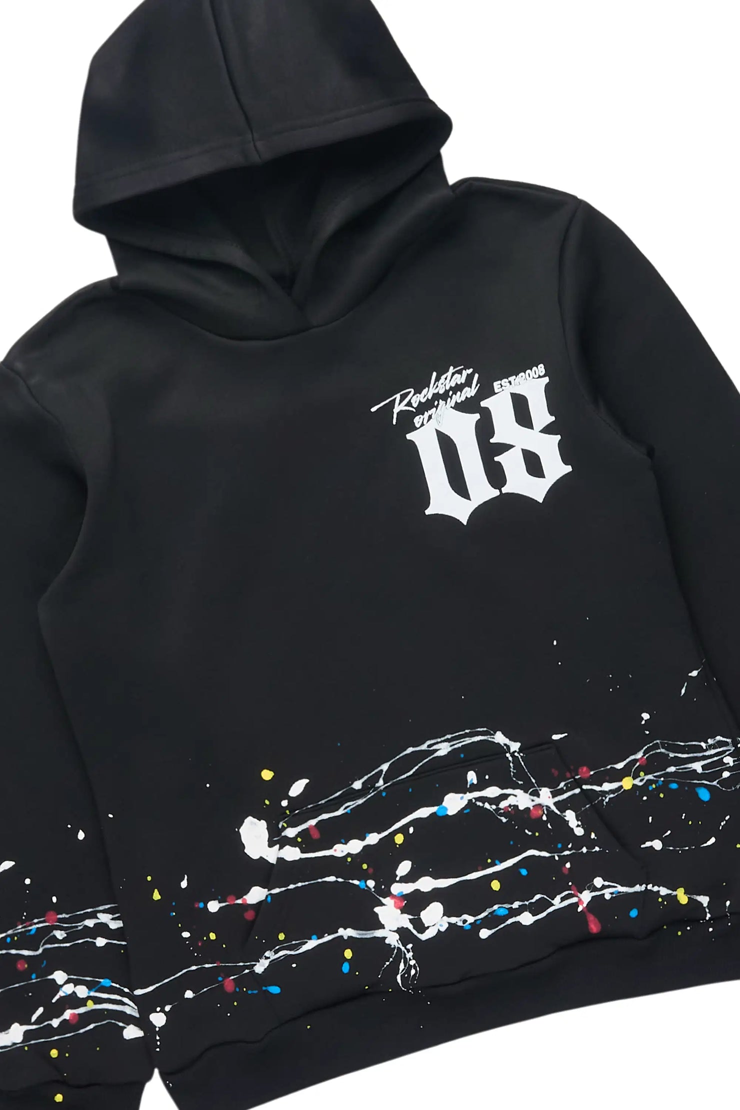 Boys Horia Black Hoodie/Stacked Flare Track Set