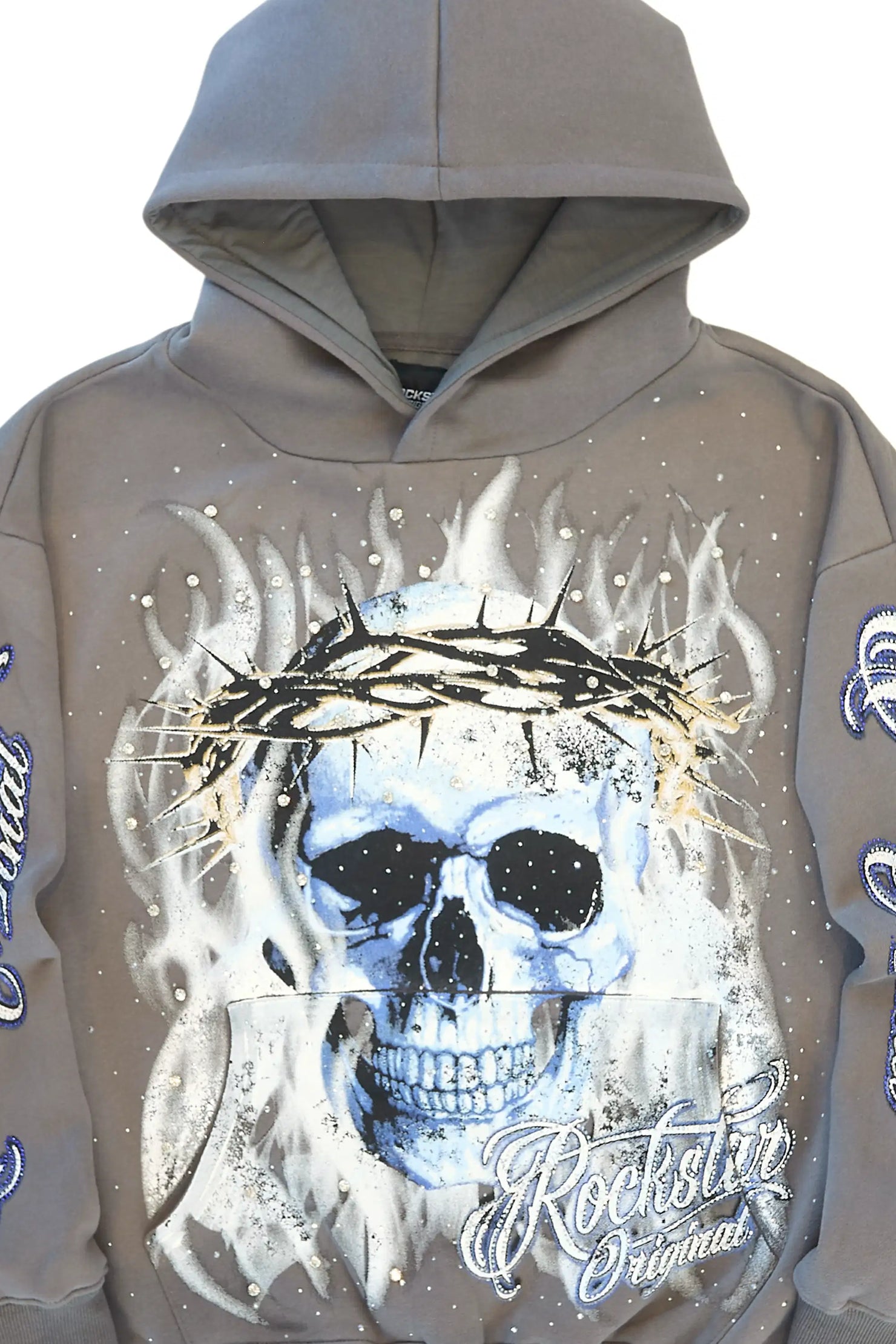 Blaise Charcoal Rhinestone Oversized Hoodie