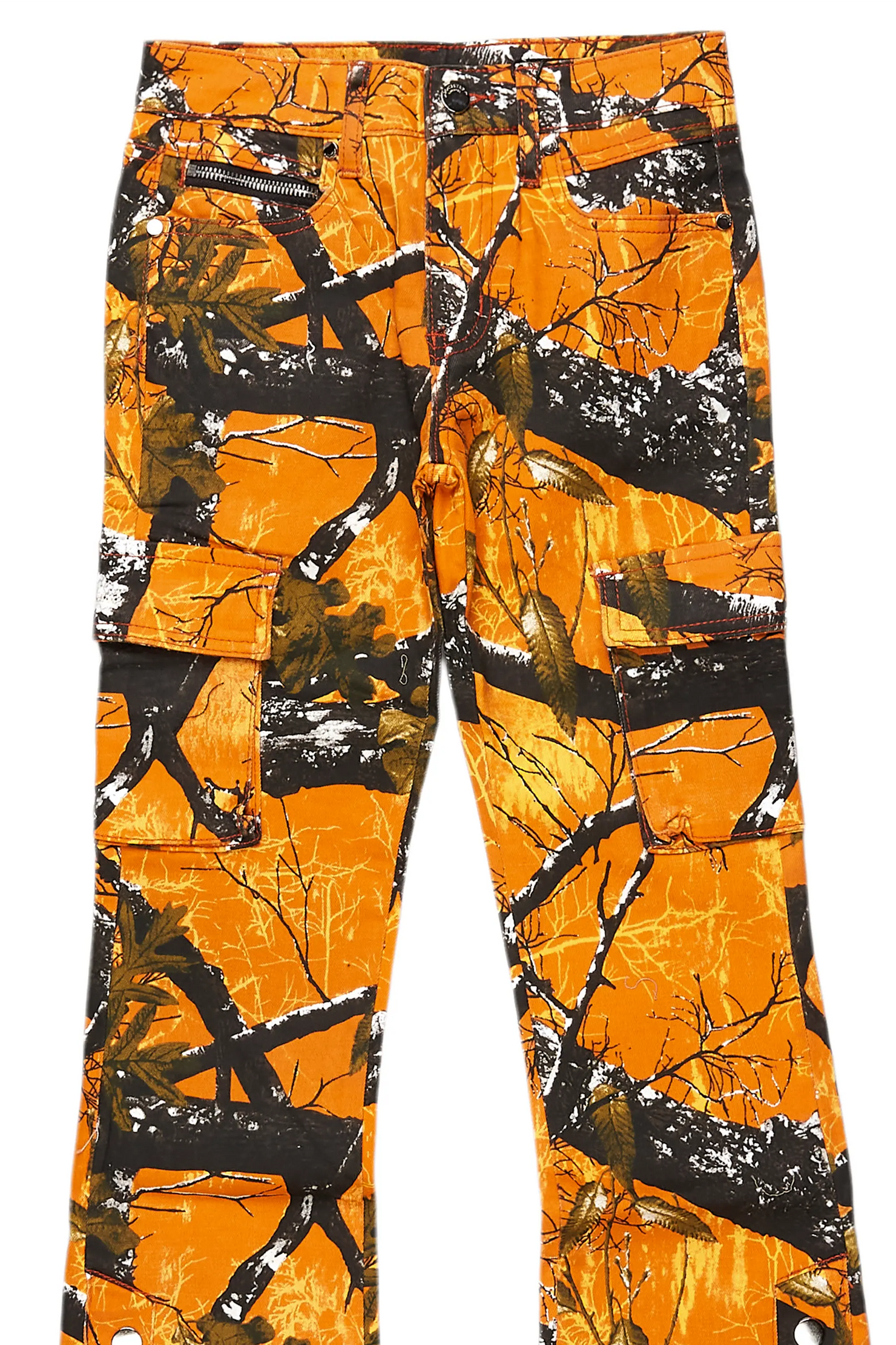 Boys Waage Orange Tree Camo Stacked Flare Cargo Jean