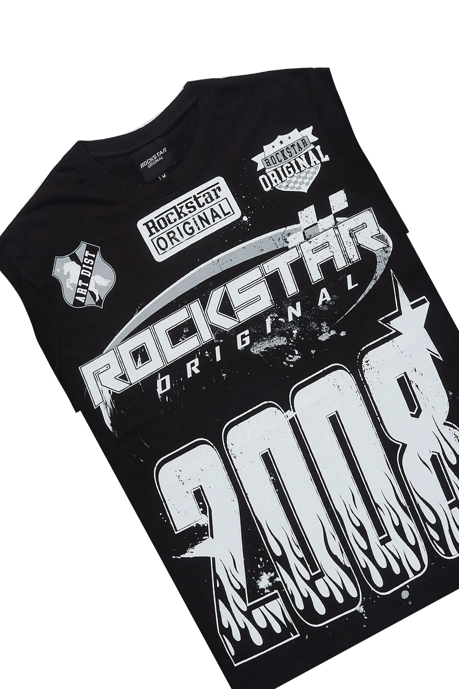 Amos Black Relaxed Cut Sleeve T-Shirt/Short Set