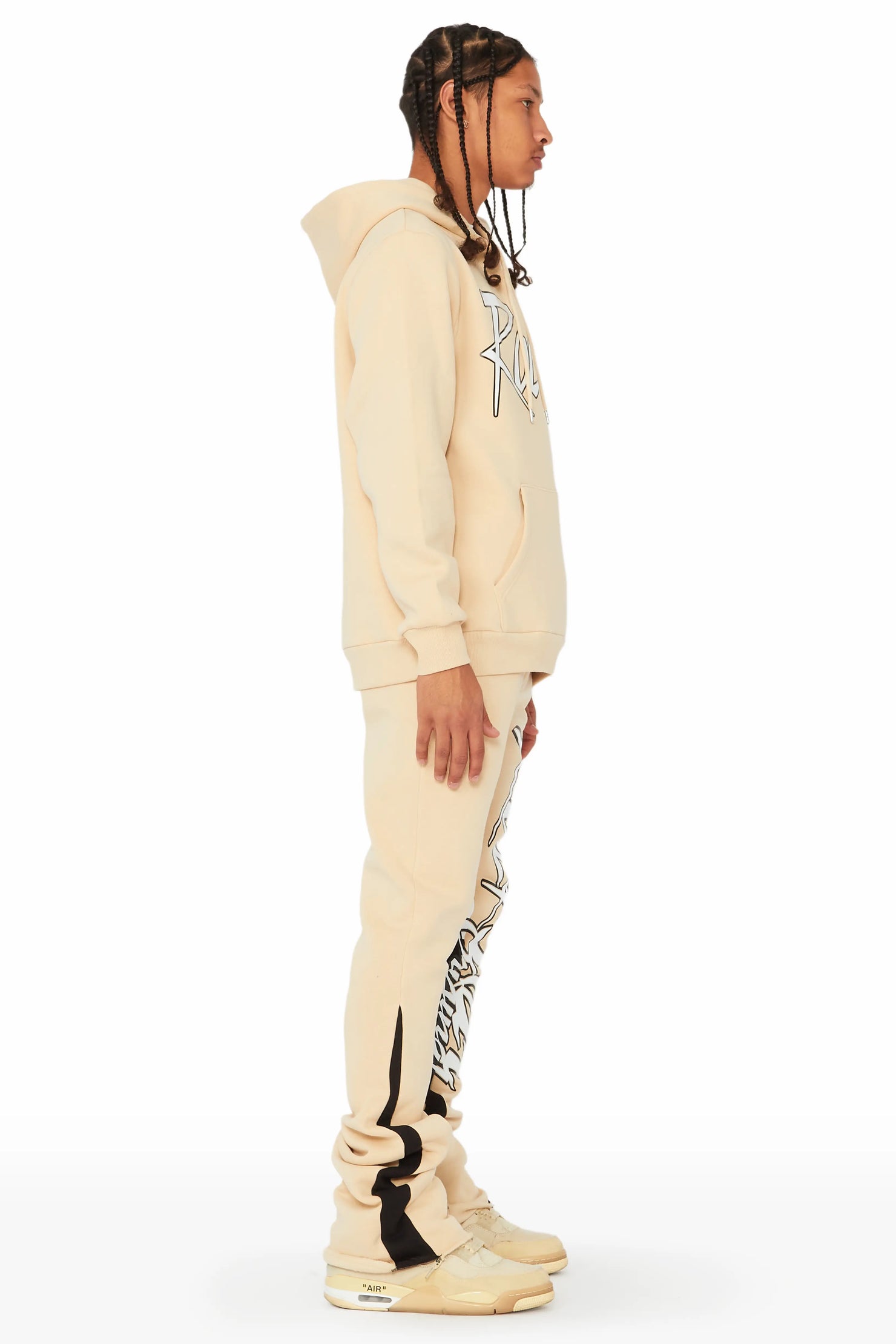 Kalibre Tan/Black Hoodie/Stacked Flare Pant Set