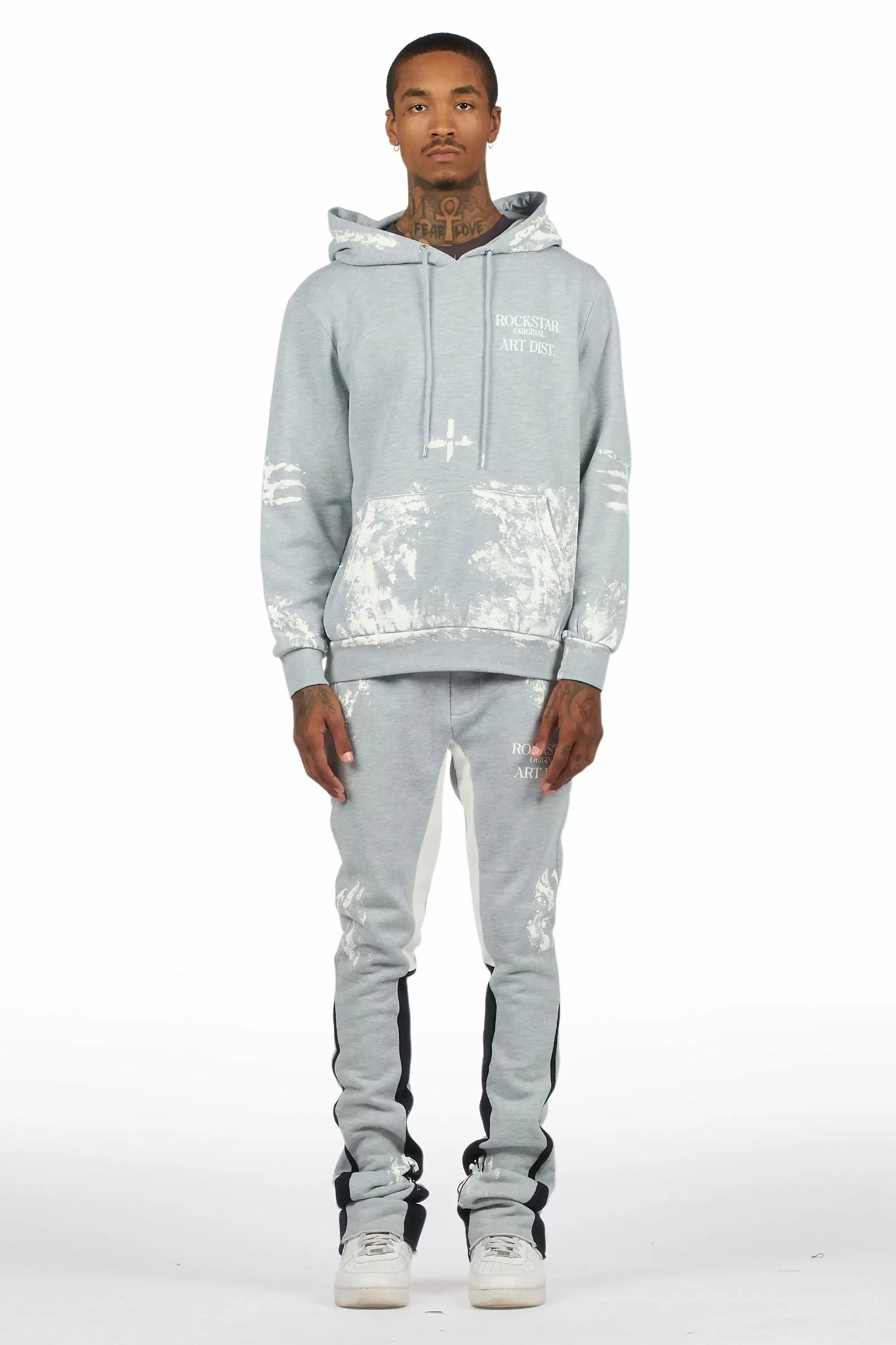 Filip Heather Grey Hoodie/Stacked Pant Track Set