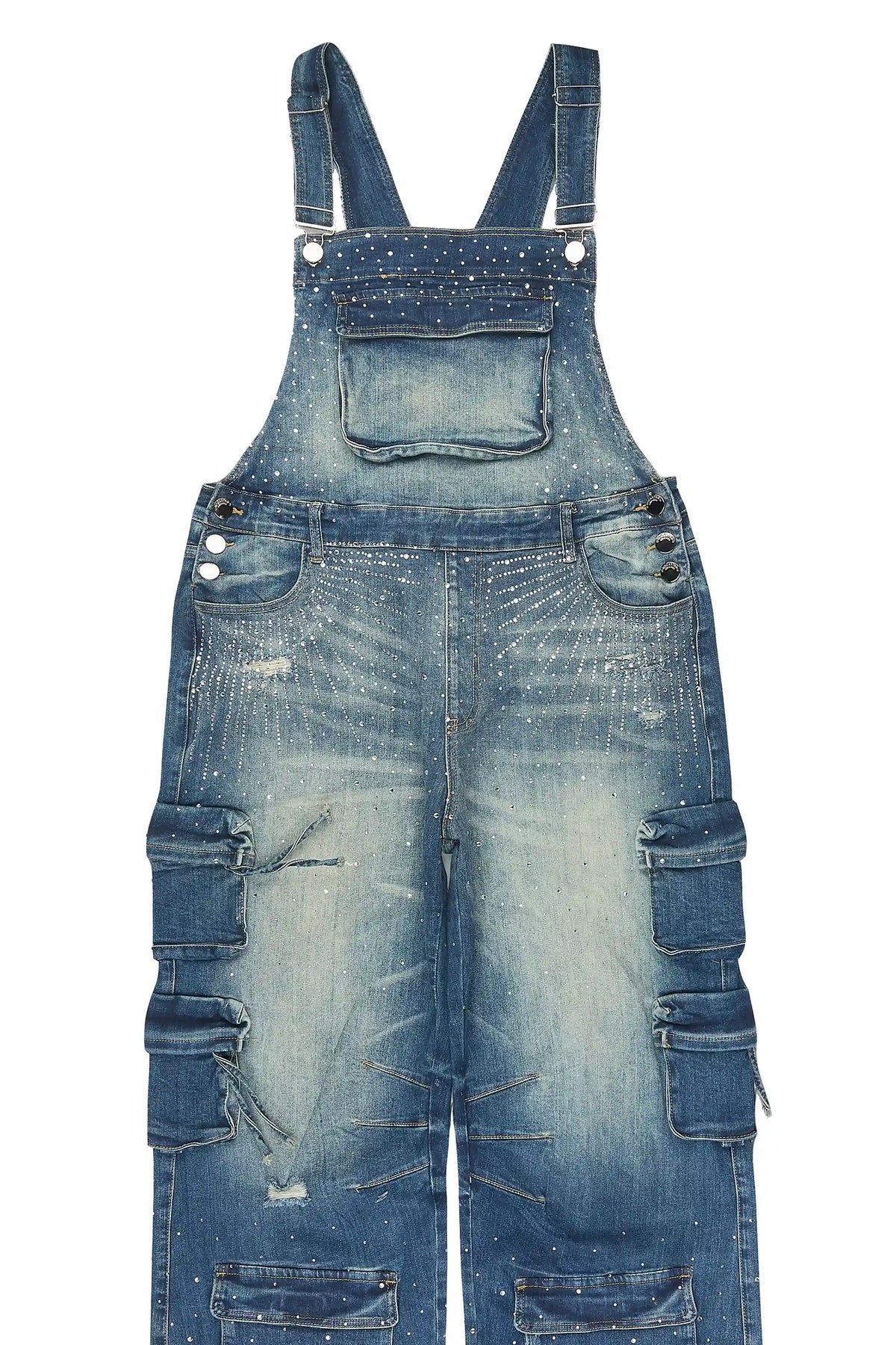 Keoni Blue Rhinestone Denim Overall