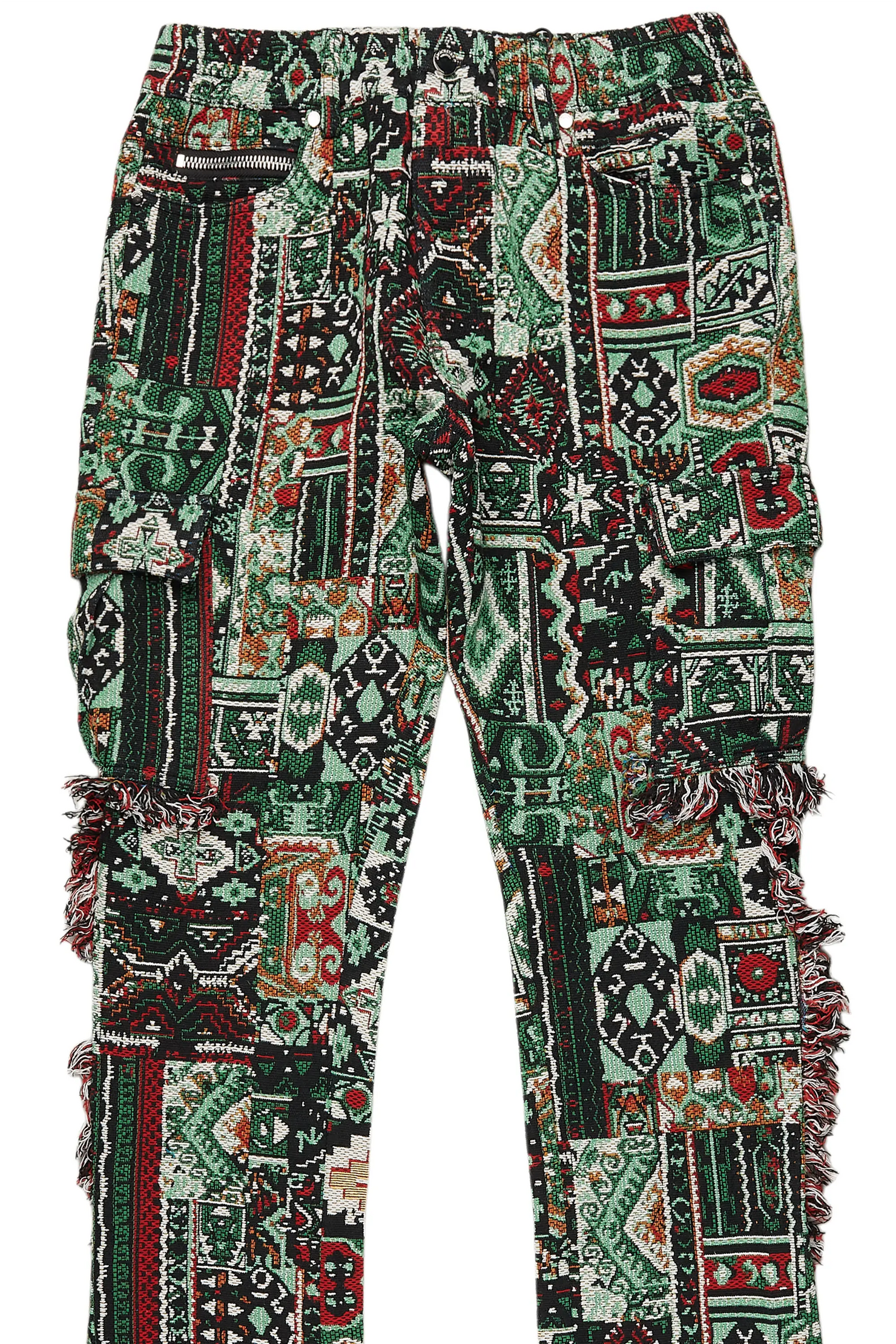 Ayami Green Slim Tapestry Flare Jean