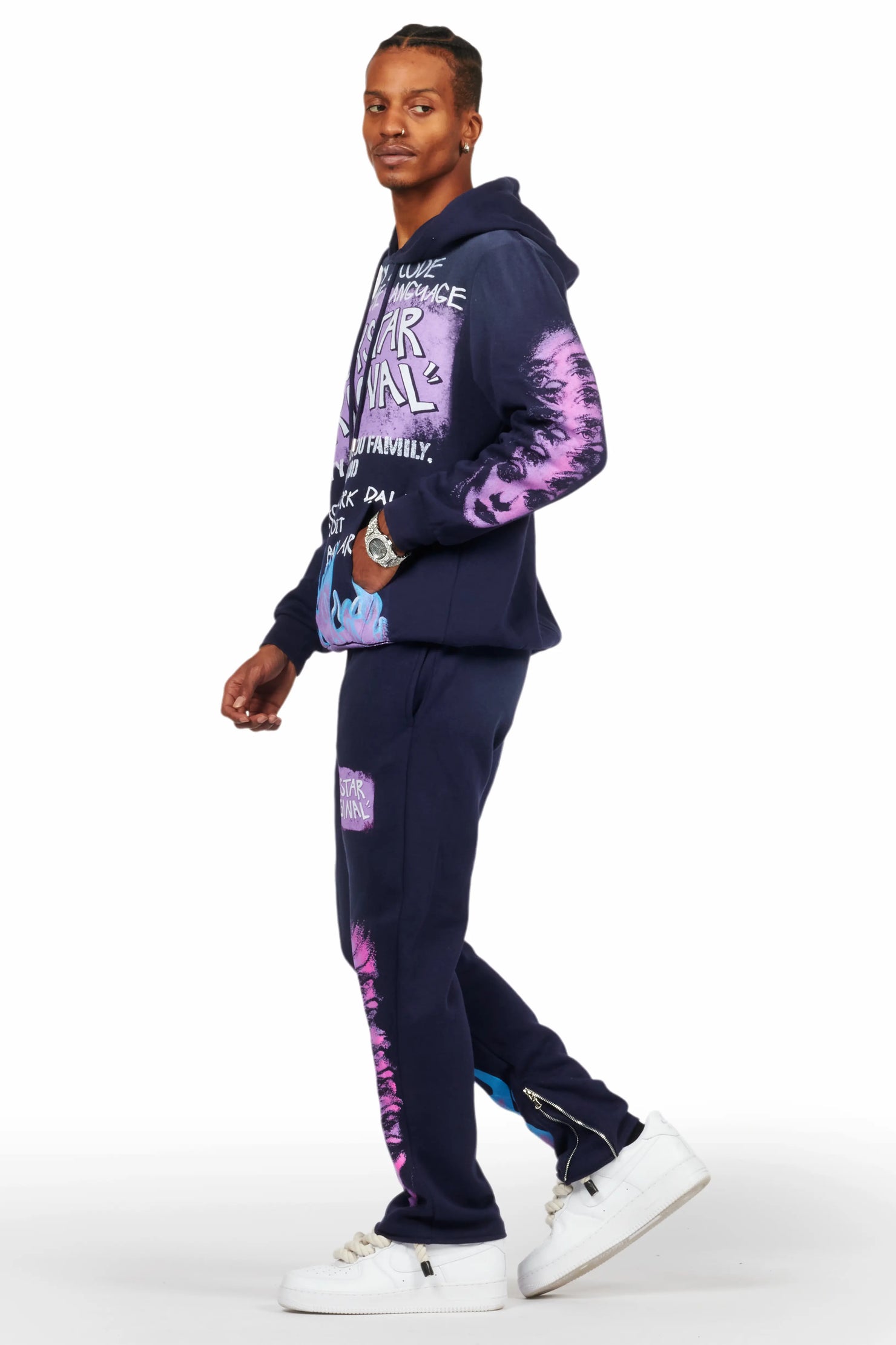 Beno Navy Slim Fit Hoodie Track Set