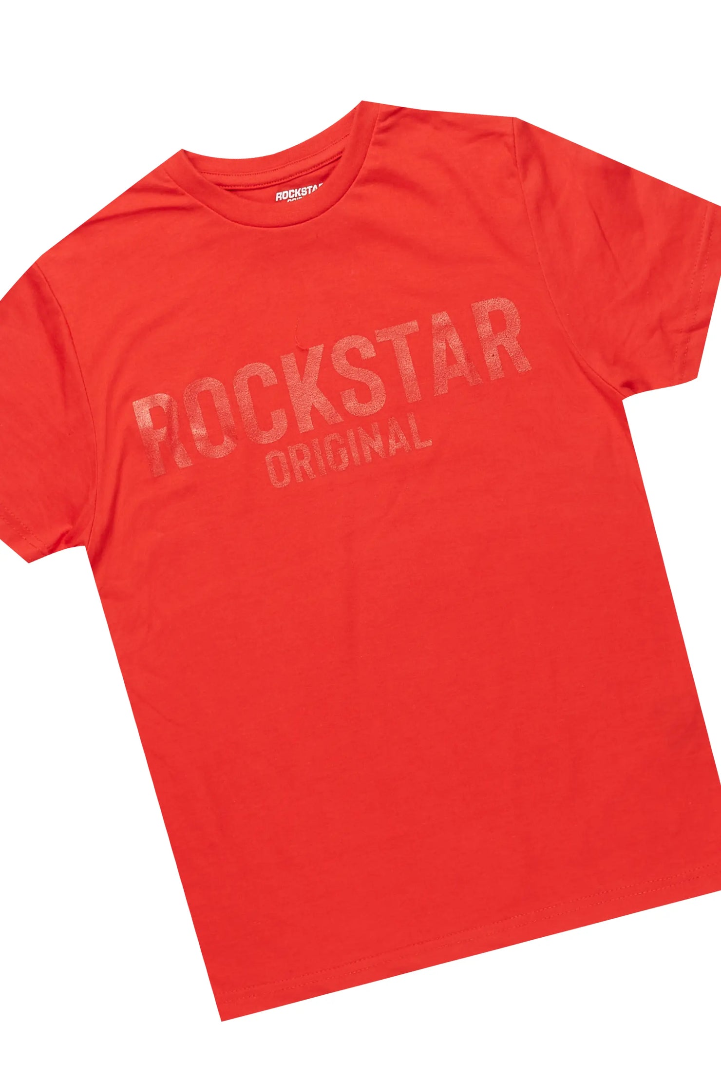 Boys Sana Red T-Shirt/Dag Stacked Flare Jean Set