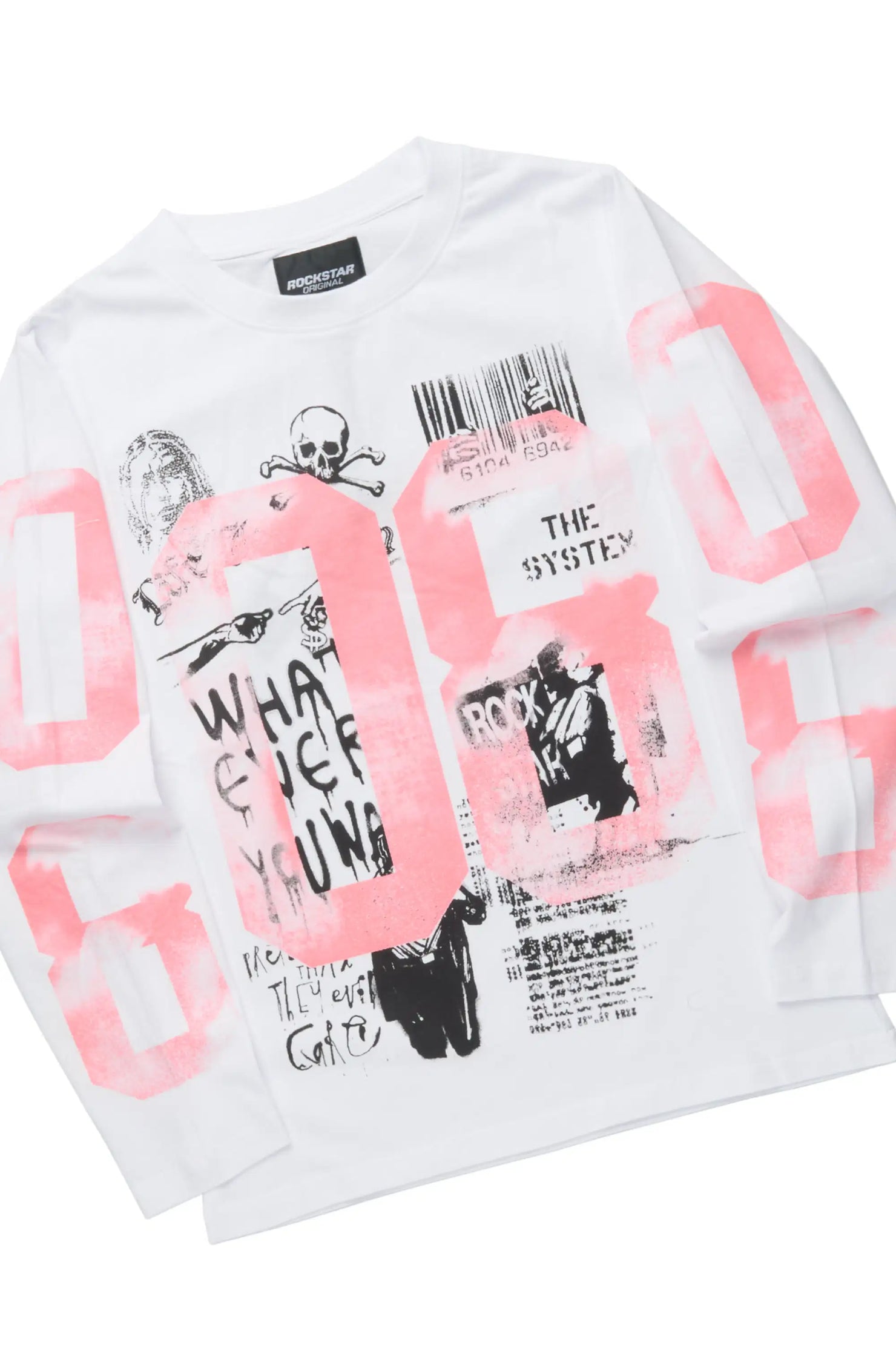 Girls Kammy White/Baby Blue L/S Graphic T-Shirt Track Set