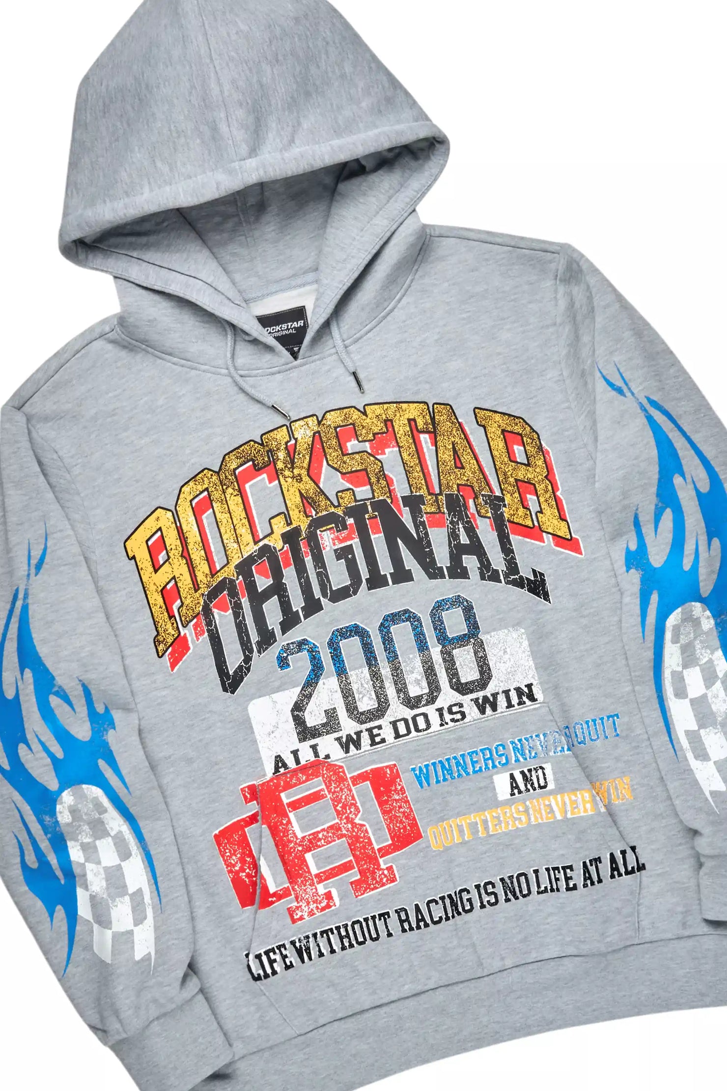 Colorful Race Heather Grey Hoodie Stacked Track Set