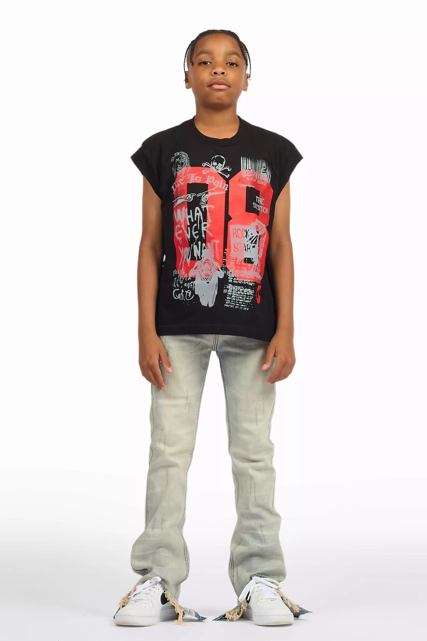 Boys Lakyn Light Wash Slim Stacked Flare Jean