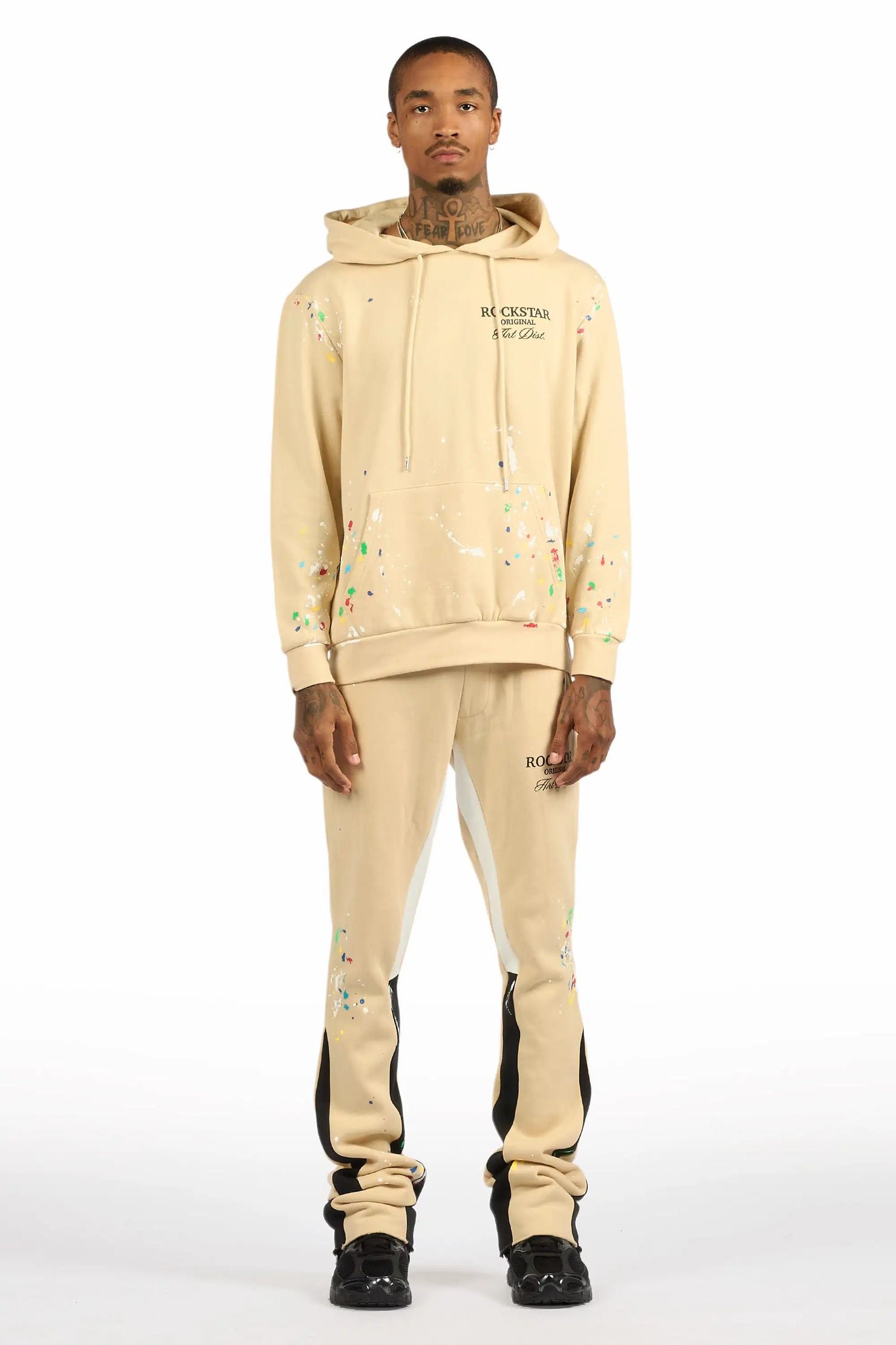 Art Dist 2.0 Beige/Multi Hoodie/Stacked Flare Track Set