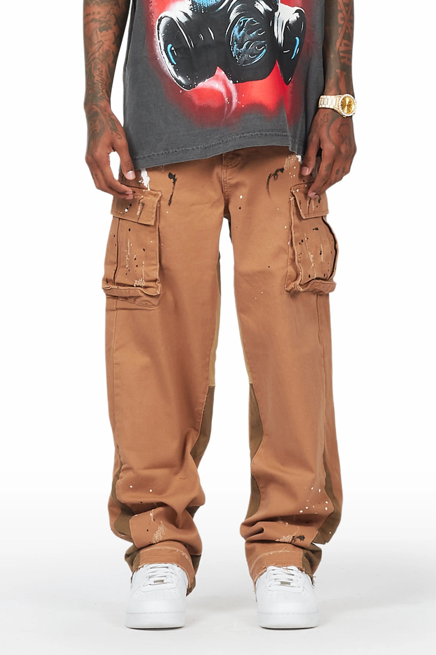 Dubaku Beige Baggy Fit Jean