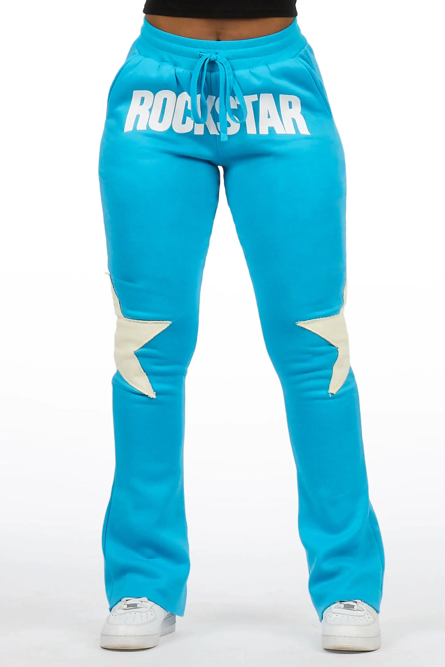 Shanelle Blue Patched Stacked Track Pant